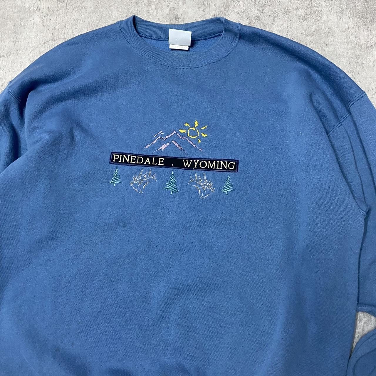 Hanes Blue Pinedale Wyoming crewneck sweatshirt streetwear Size US XL / EU 56 / 4 - 2 Thumbnail