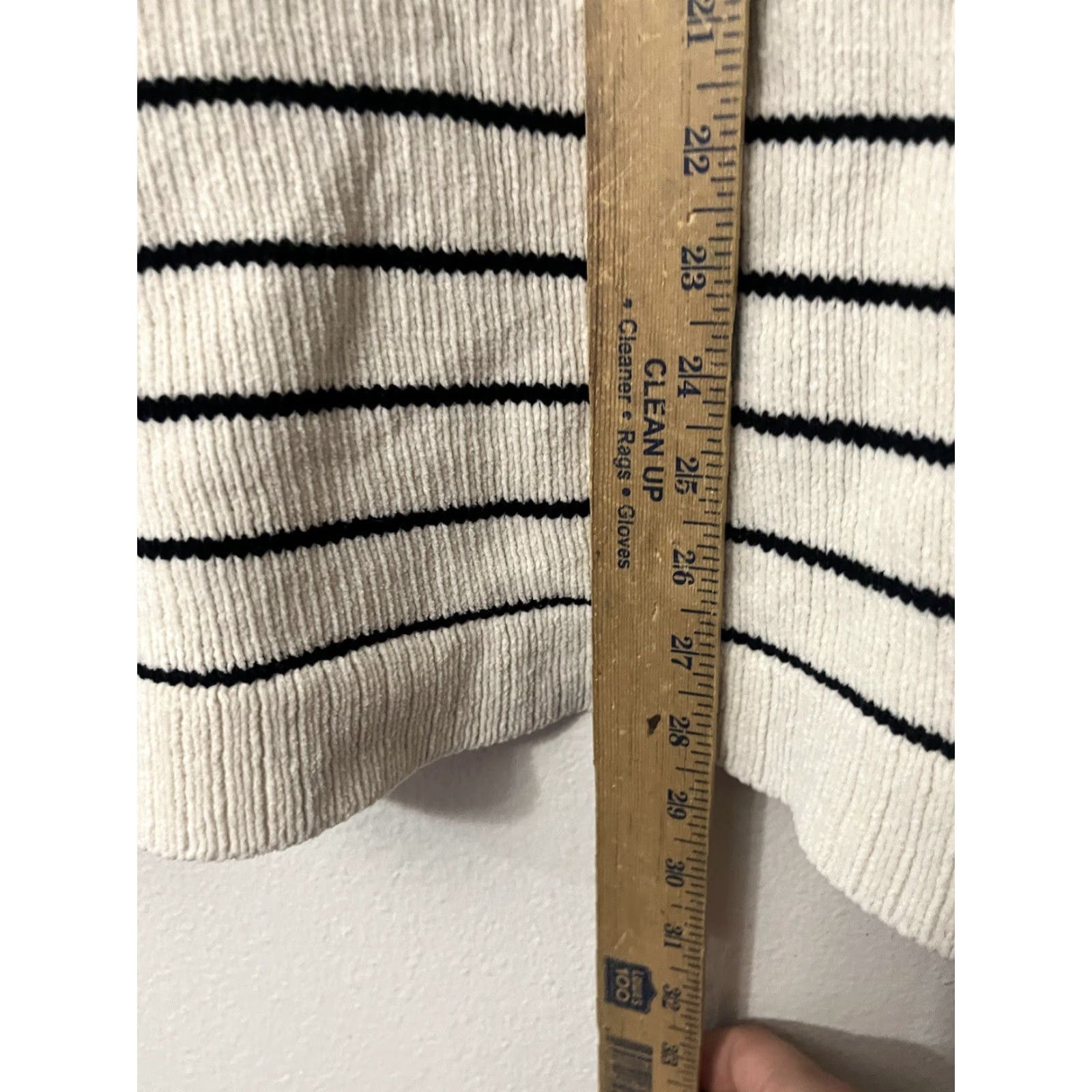 Eileen Fisher Eileen Fisher Chenille Striped Tunic Sweater Organic Ivory V-Neck Medium Relaxed Women Knit 100% Cotton Pullover Casual Classic Preppy Side Slit Size M / US 6-8 / IT 42-44 - 5 Thumbnail