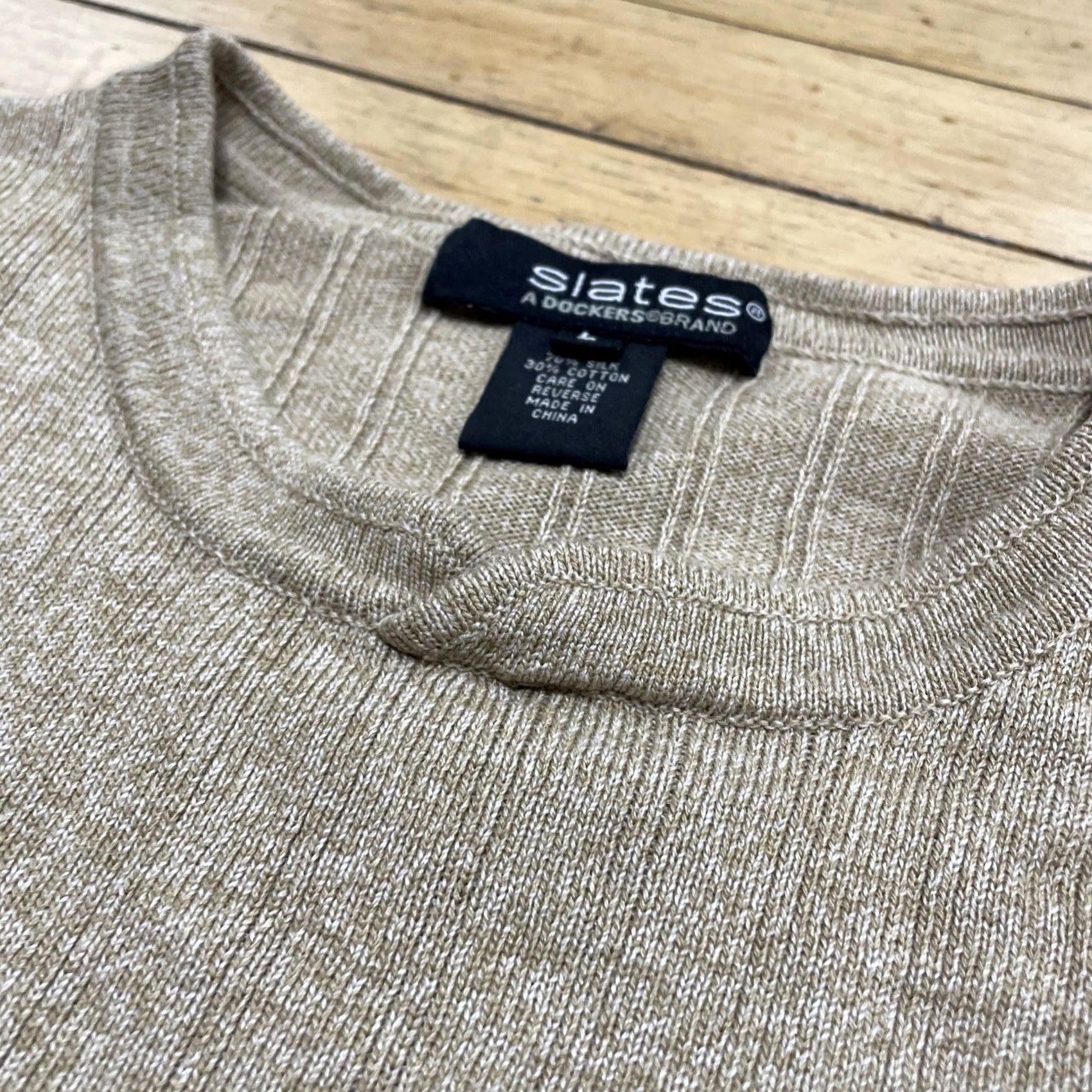 Vintage VINTAGE Slates 90s Silk Sweater Cowl Men L Brown Ribbed Long Sleeve Capsule Minimal Capsule Wardrobe 90s Mens Sweater Size US L / EU 52-54 / 3 - 3 Thumbnail