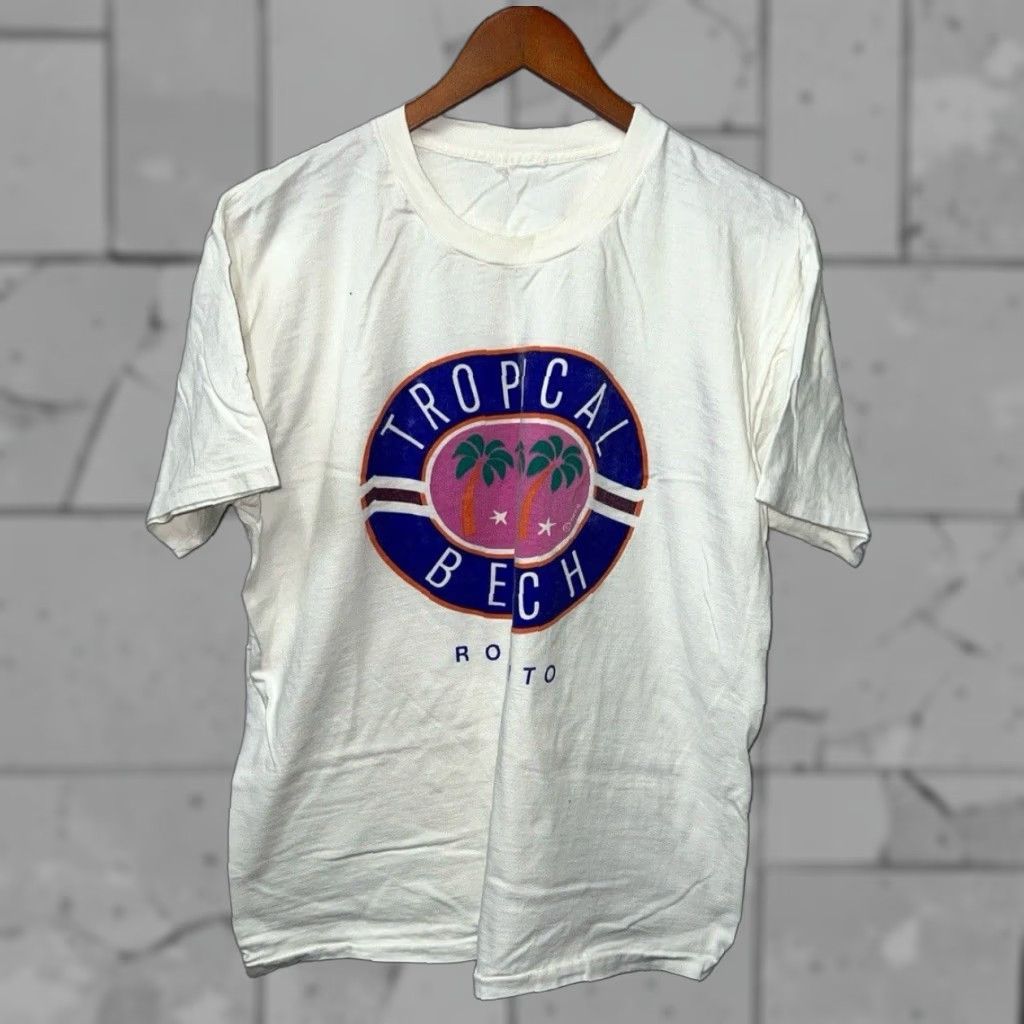 Vintage VINTAGE Rosarito Beach T-Shirt Mens L White Stitch SINGLE STITCH Tropical Beach Rosarito White T-Shirt Mens L Size US L / EU 52-54 / 3 - 1 Thumbnail