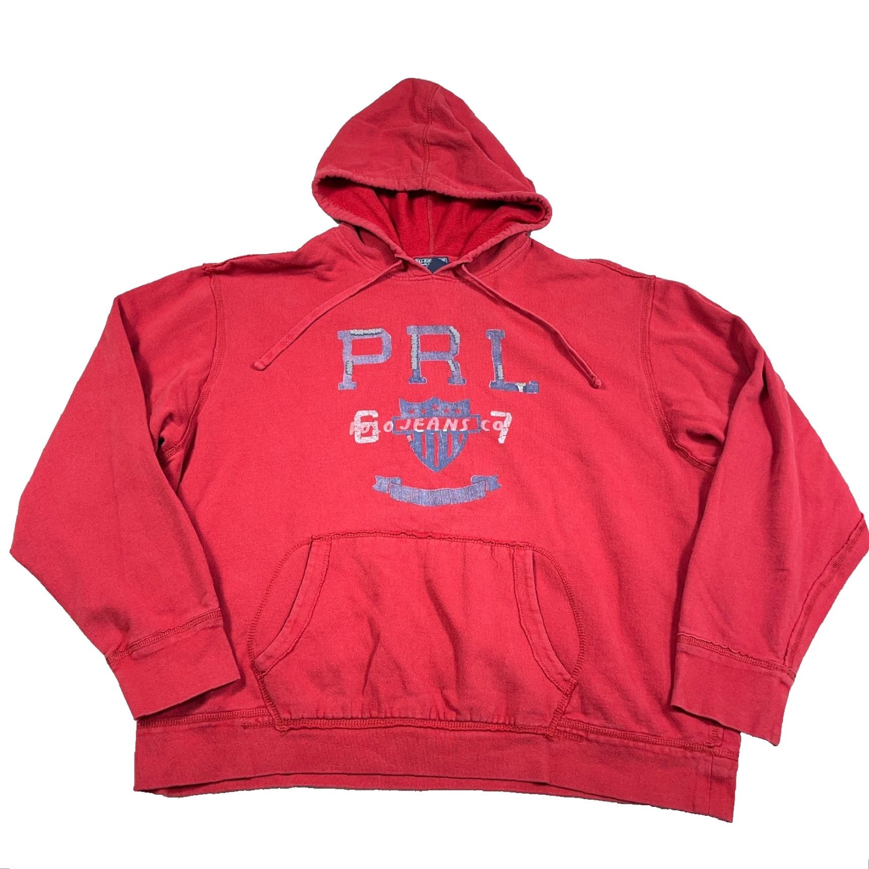 Ralph Lauren VINTAGE Polo Ralph Lauren Hoodie Men 3XL Red Sweatshirt Sweater PRL Y2K Faded Size US XXL / EU 58 / 5 - 2 Thumbnail