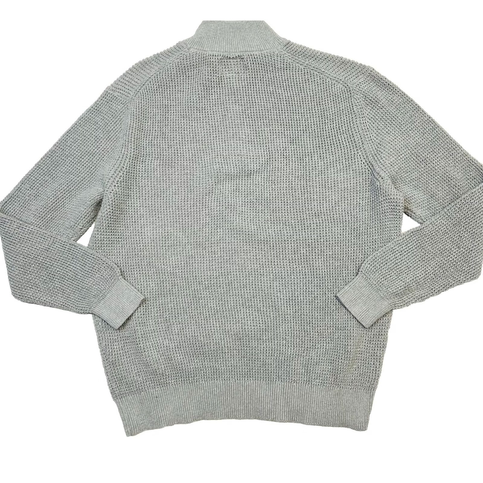 J Brand The Normal Brand 1/4 Zip Waffle Knit Pullover Sweater Gray Mens 2XL Size US XXL / EU 58 / 5 - 4 Thumbnail