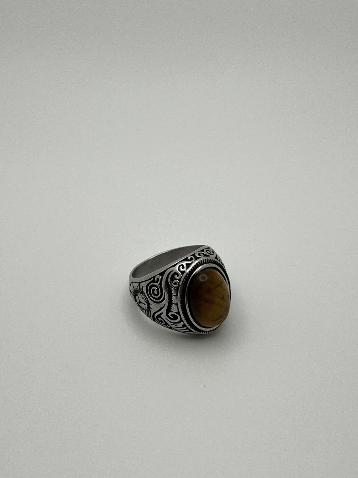 Vintage Stainless Steel Tigers Eye Ring Size ONE SIZE - 2 Thumbnail