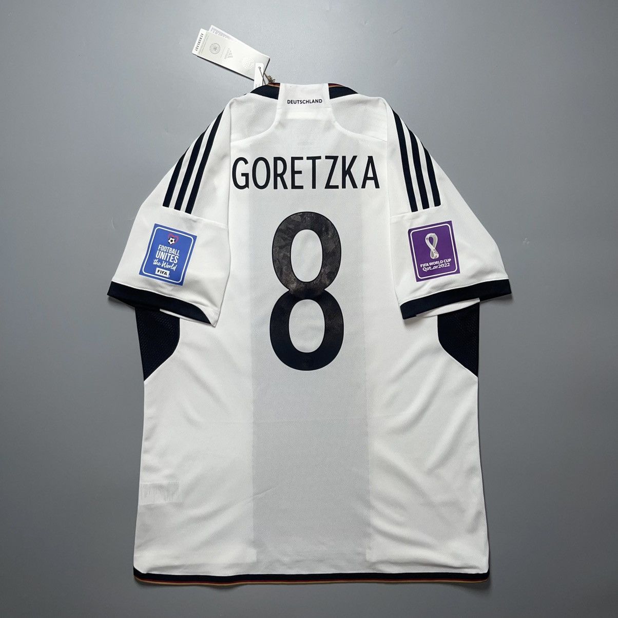 GERMANY ADIDAS 2022 WORLD CUP SOCCER HOME JERSEY #8 GORETZKA