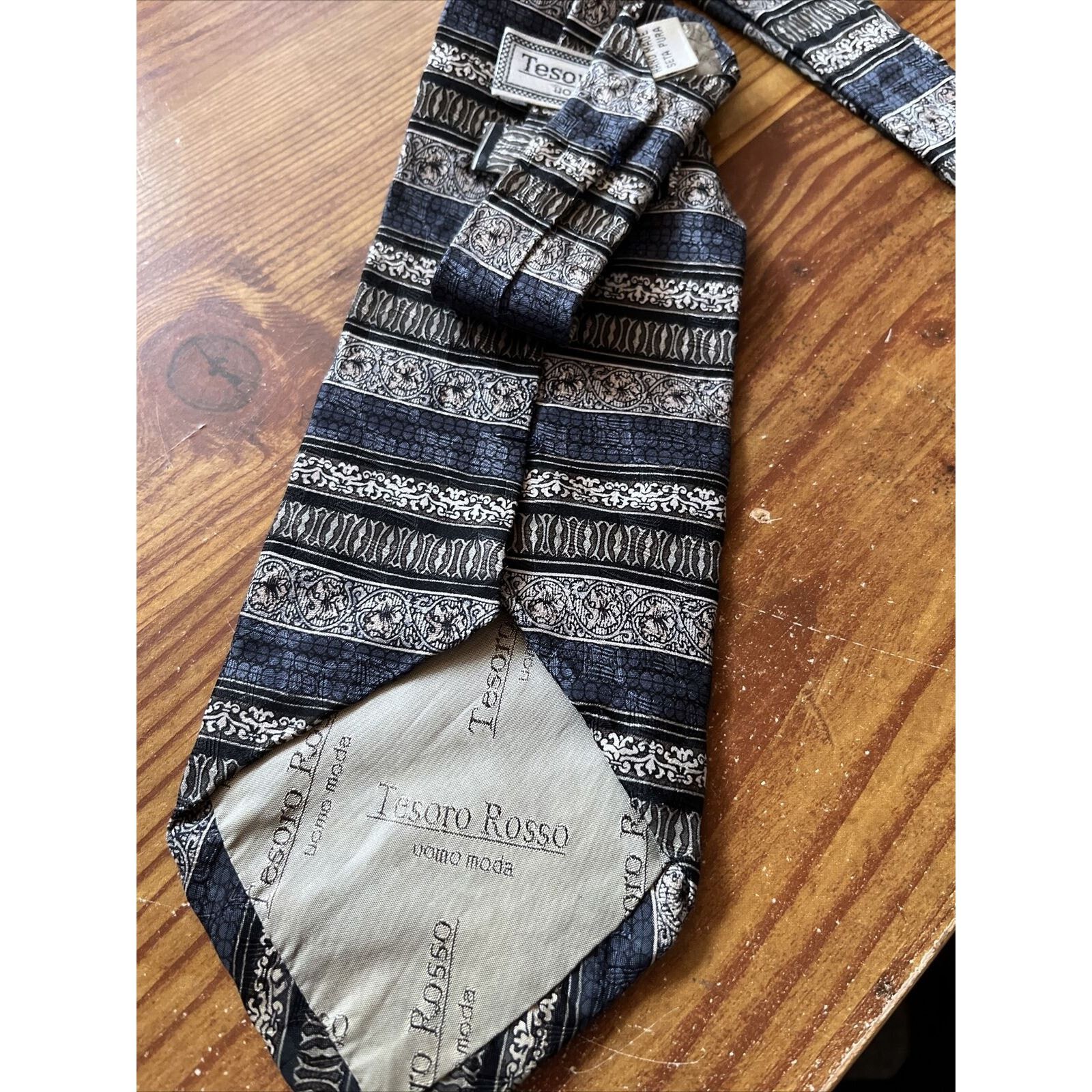 Other TESORO ROSSO Uomo Moda - Men's silver blue Silk Neck Tie Size ONE SIZE - 6 Thumbnail