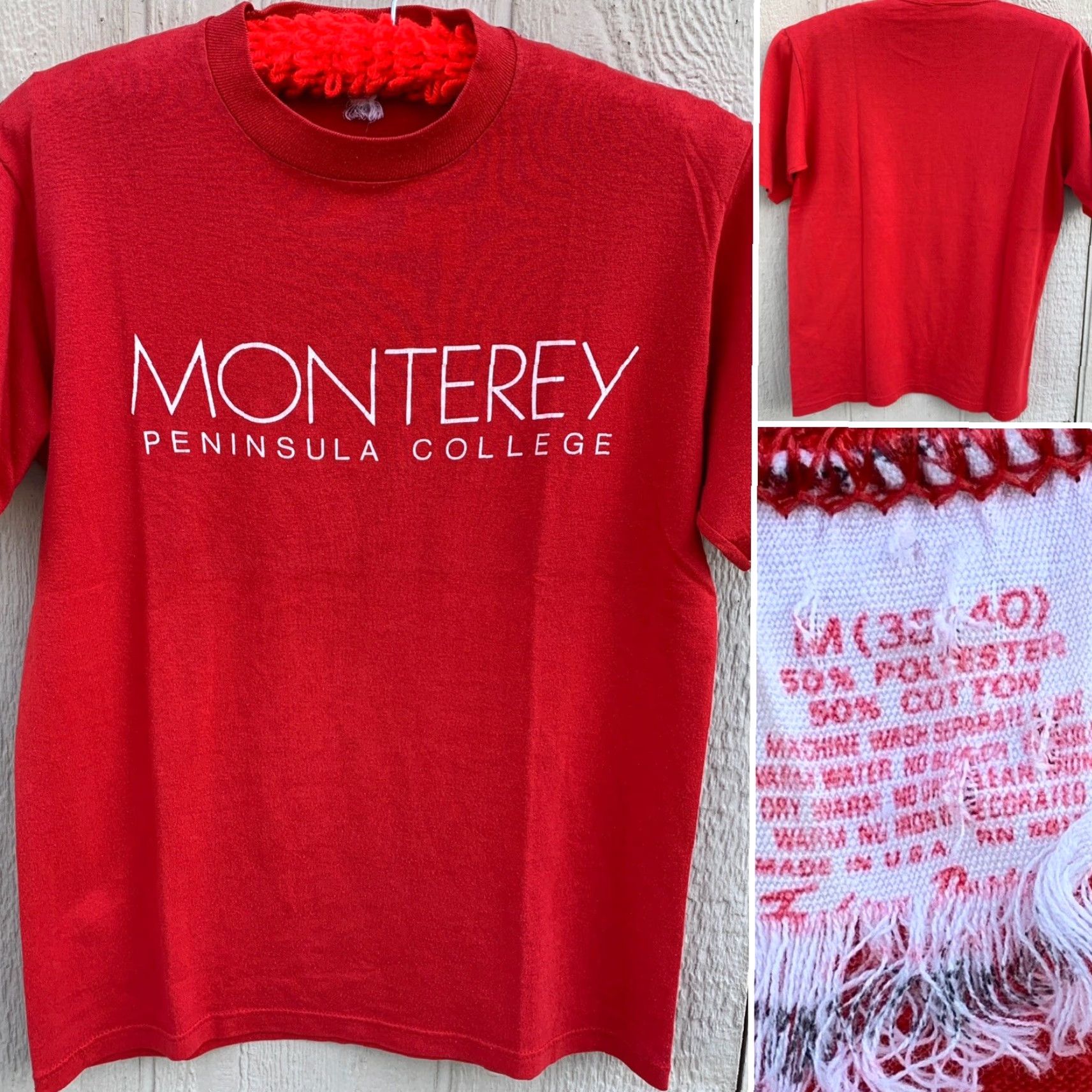 Vintage VINTAGE Monterey Bay Peninsula College Single Stitch T Shirt Graphic Tee Size M Red Men Shirt Size US M / EU 48-50 / 2 - 2 Thumbnail