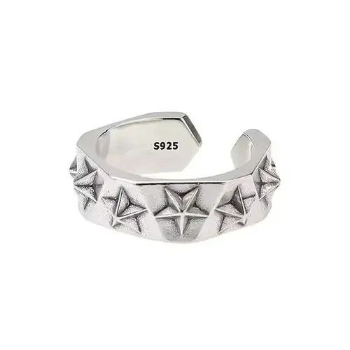 Jewelry Silver Star Army Gothic Ring Size ONE SIZE - 2 Thumbnail