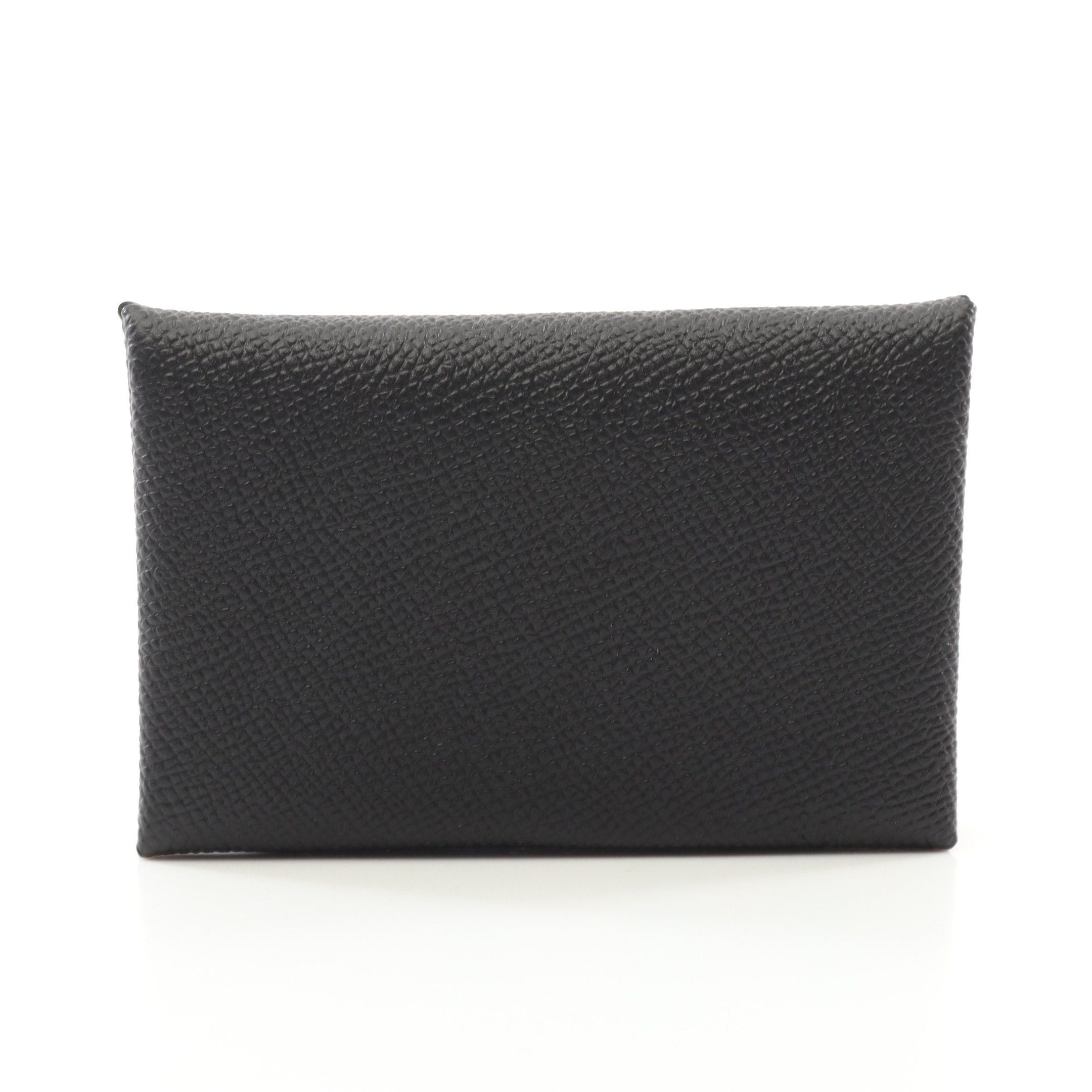Hermes Hermes Calvi Coin Purse Veau Epsom Black Silver Hardware Double Engraved Size ONE SIZE - 1 Thumbnail