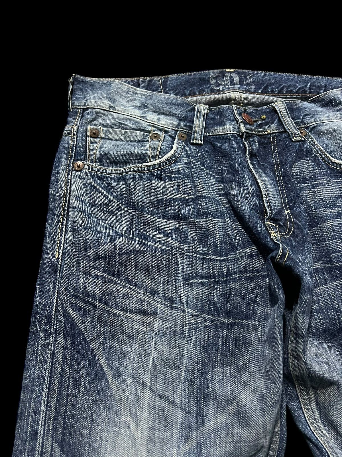 Edwin × If Six Was Nine × Le Grande Bleu (L.G.B.) VINTAGE EDWIN 503 BLUE TRIP WASHED JEANS Size US 33 - 5 Thumbnail