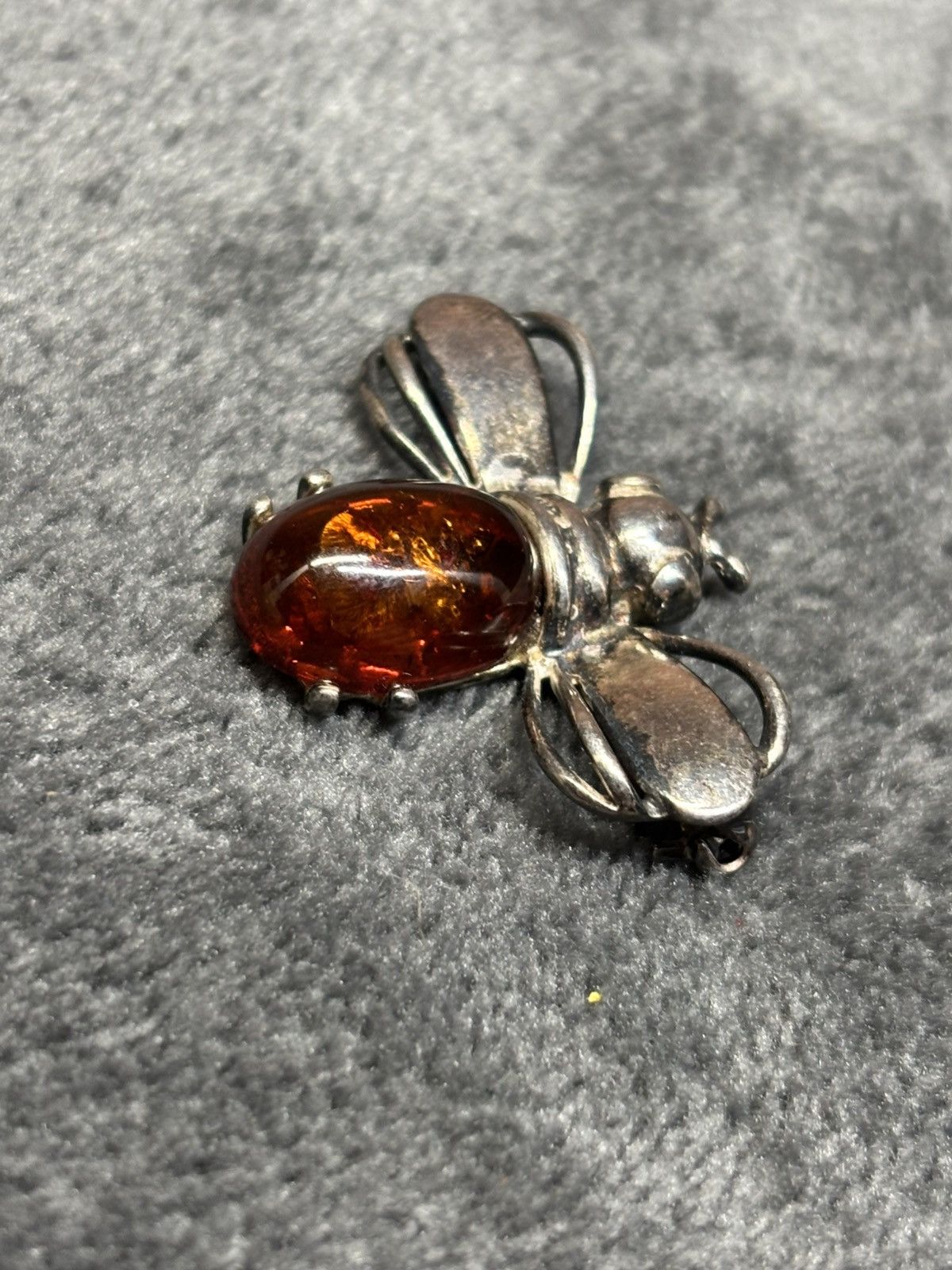 Other Baltic Amber Sterling Silver 925 Brooch Bee Insect Amber Pin Size ONE SIZE - 3 Thumbnail