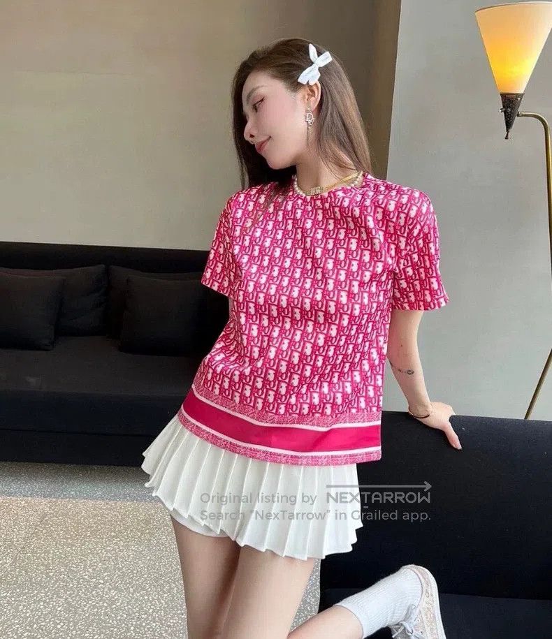 Dior Dior Pink logo jacquard full-print round-neck short-sleeve Size S / US 4 / IT 40 - 9 Thumbnail