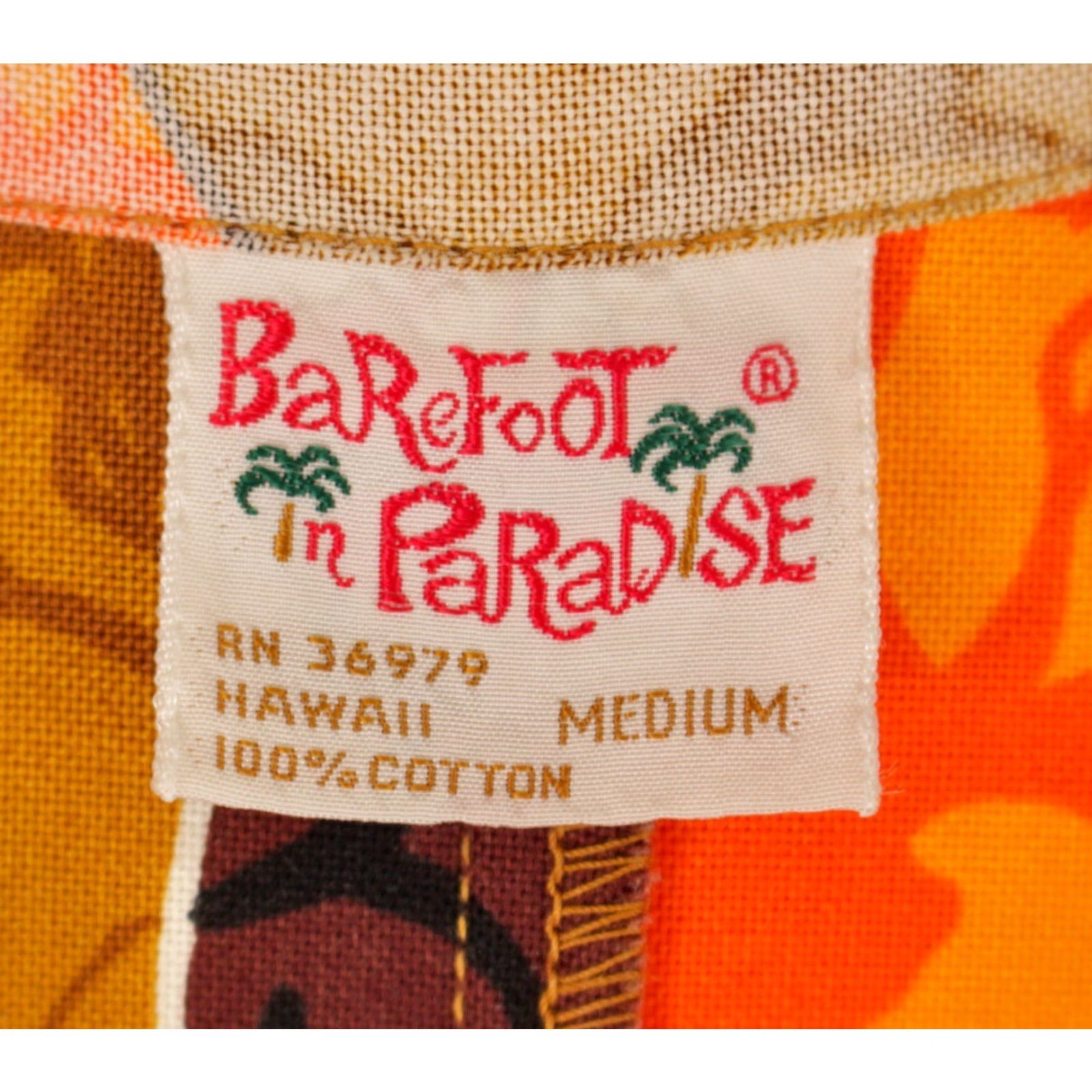 Paradise VINTAGE Barefoot in Paradise Hawaiian Shirt Men’s 60s 70s 1960s Short Sleeve M Orange Cotton Casual 43 29 Size US M / EU 48-50 / 2 - 4 Thumbnail