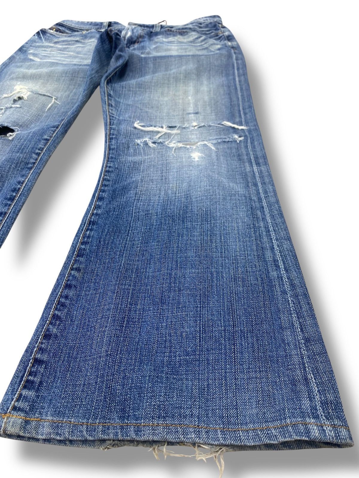 Other The Fillmore Brand Acid Blue Wash Distressed Flare Jeans Size US 32 / EU 48 - 8 Thumbnail