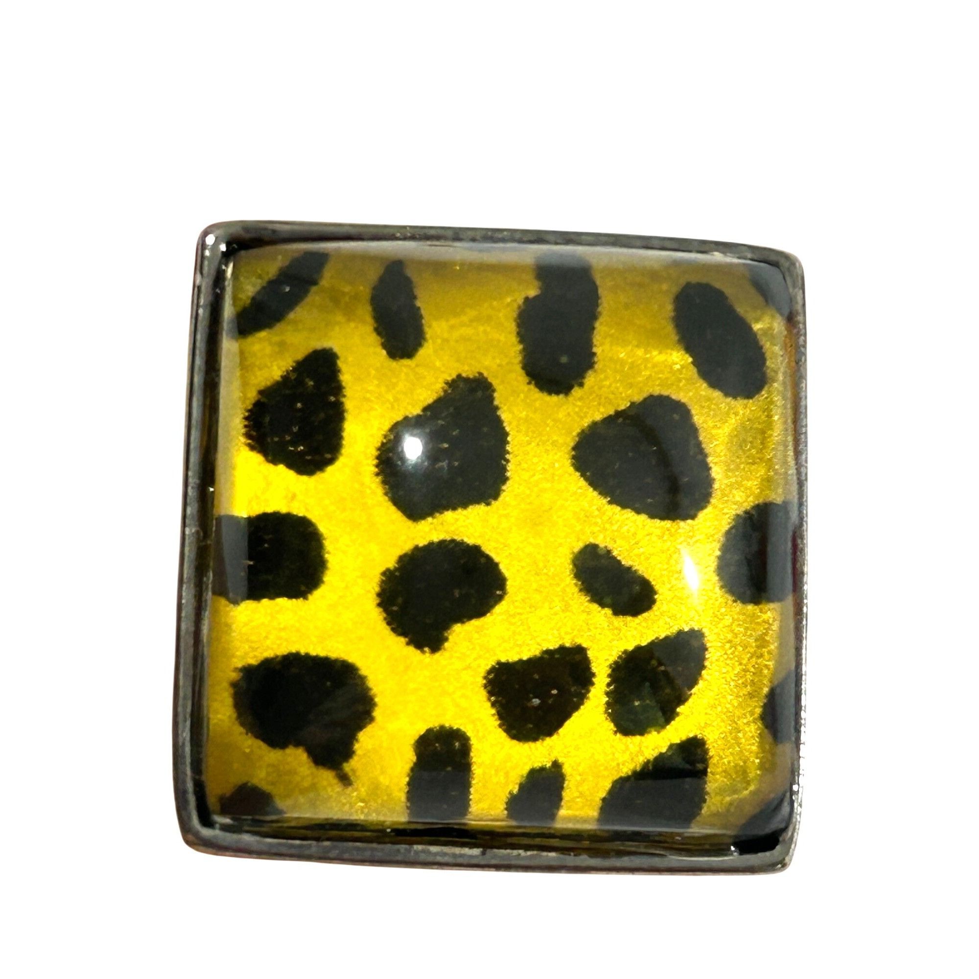 Other Women’s Vintage Fashion Ring Yellow Cheetah 5 Square Lucite Size ONE SIZE - 2 Thumbnail