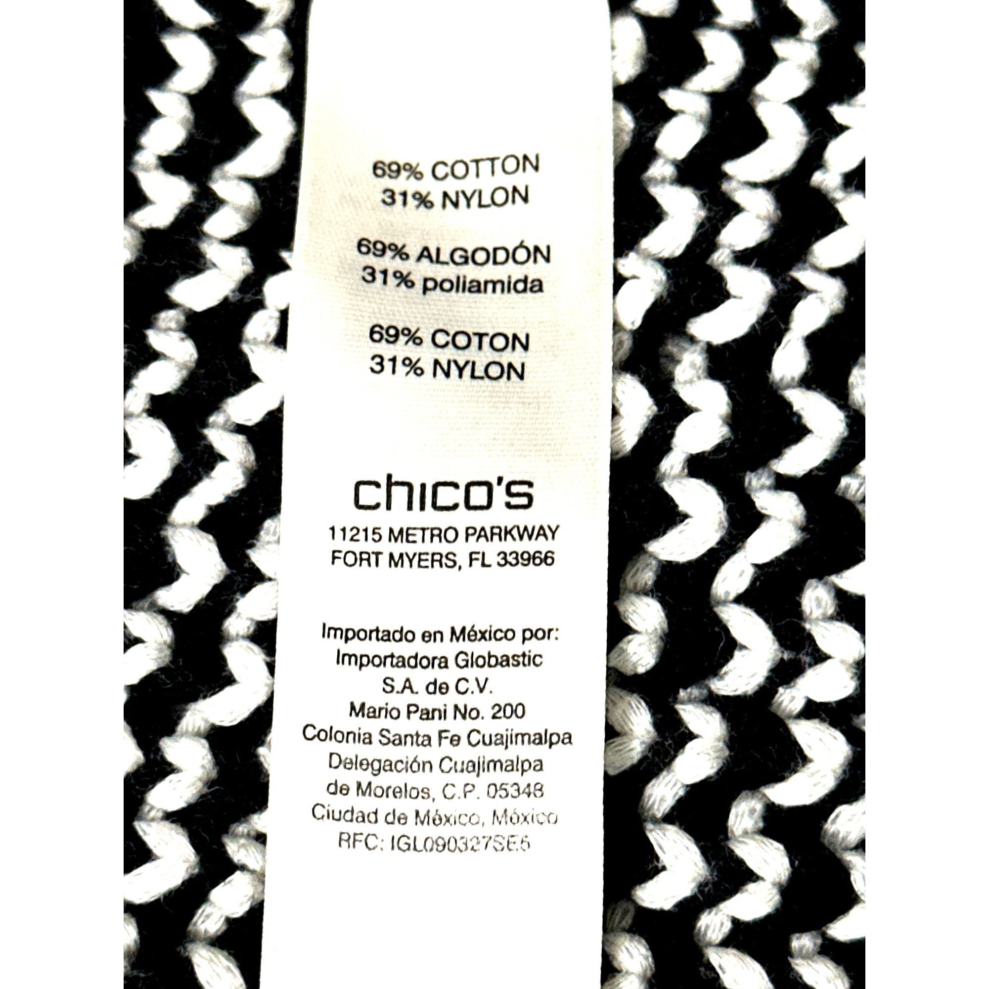 Chicos Chicos Black White Fringed Open Front Knit Cardigan Sweater Size M / US 6-8 / IT 42-44 - 6 Thumbnail