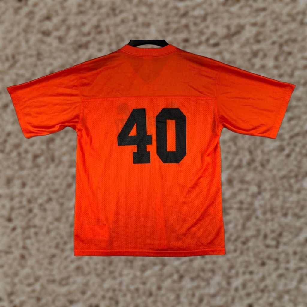 Vintage Alleson Athletic T-Shirt Mens M Orange V-Neck Polyester Shirt Sports Logo 90s? Size US M / EU 48-50 / 2 - 1 Thumbnail