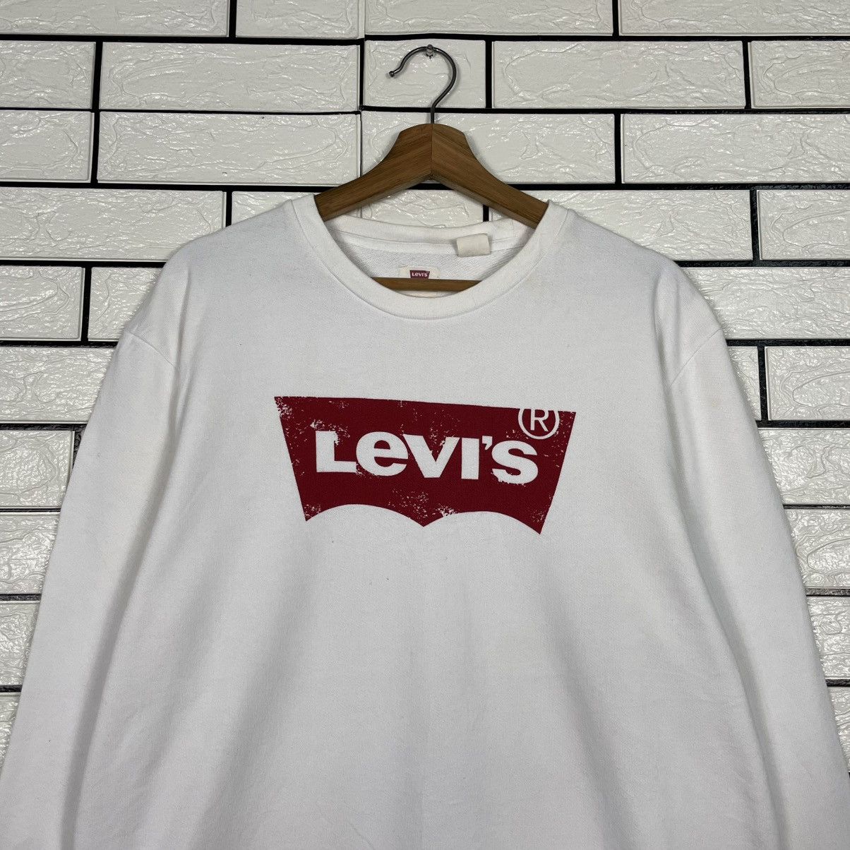 Levi's Levi's Big Logo White Crewneck Sweatshirt Size US M / EU 48-50 / 2 - 2 Thumbnail