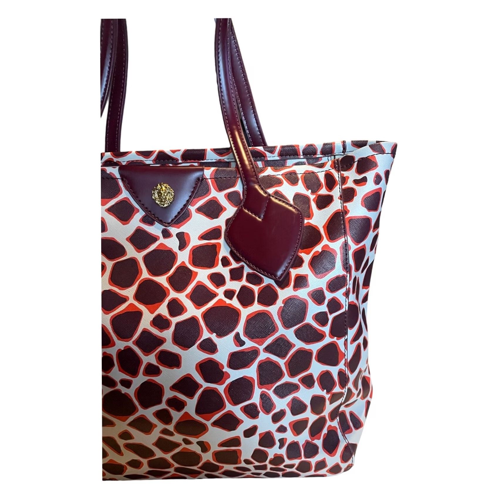 Anne Klein VINTAGE Anne Klein Giraffe Print Large Purse Shoulder Bag Brown Tote Women Size ONE SIZE - 4 Thumbnail