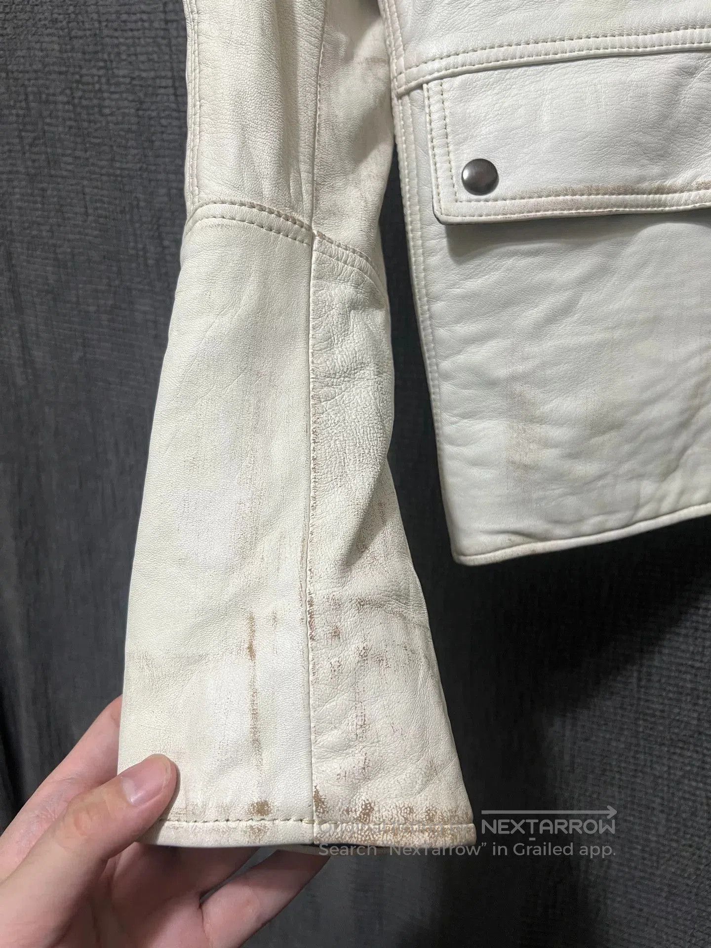 Isaac Sellam Experience Vintage Style White Leather Jacket. Size US S / EU 44-46 / 1 - 5 Thumbnail