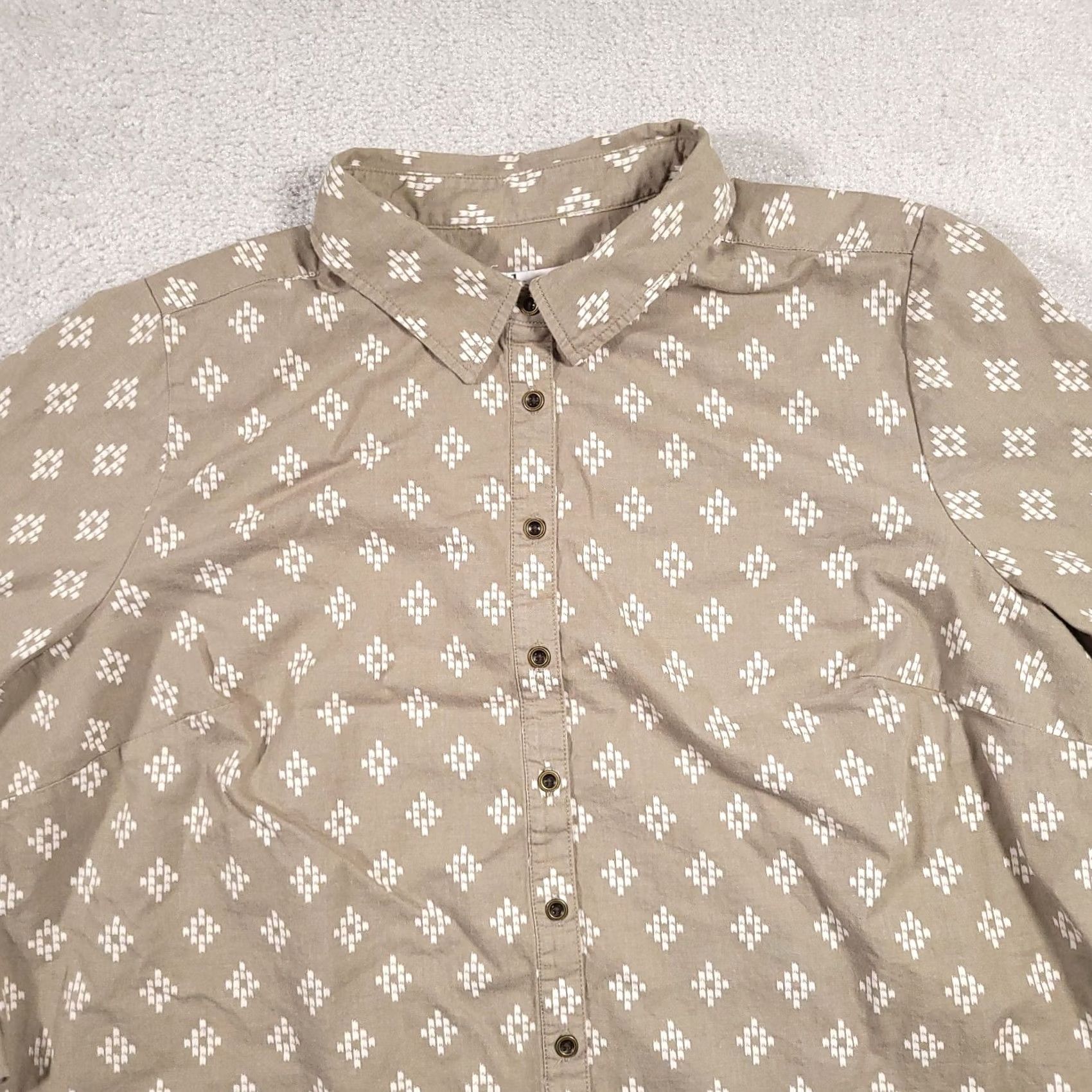 Denim & Co. Denim & Co. Shirt Women's Plus 2X Green Long Sleeve Geometric Print Button Up Size XXL / US 16-18 / IT 52-54 - 3 Thumbnail