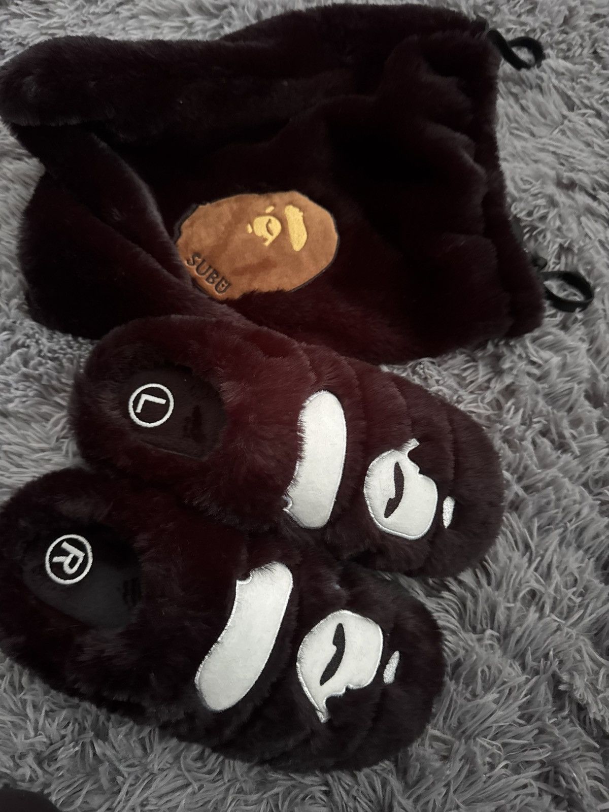 Bape X SUBU Ape Head Puffer Sandals Slippers Slide Ons