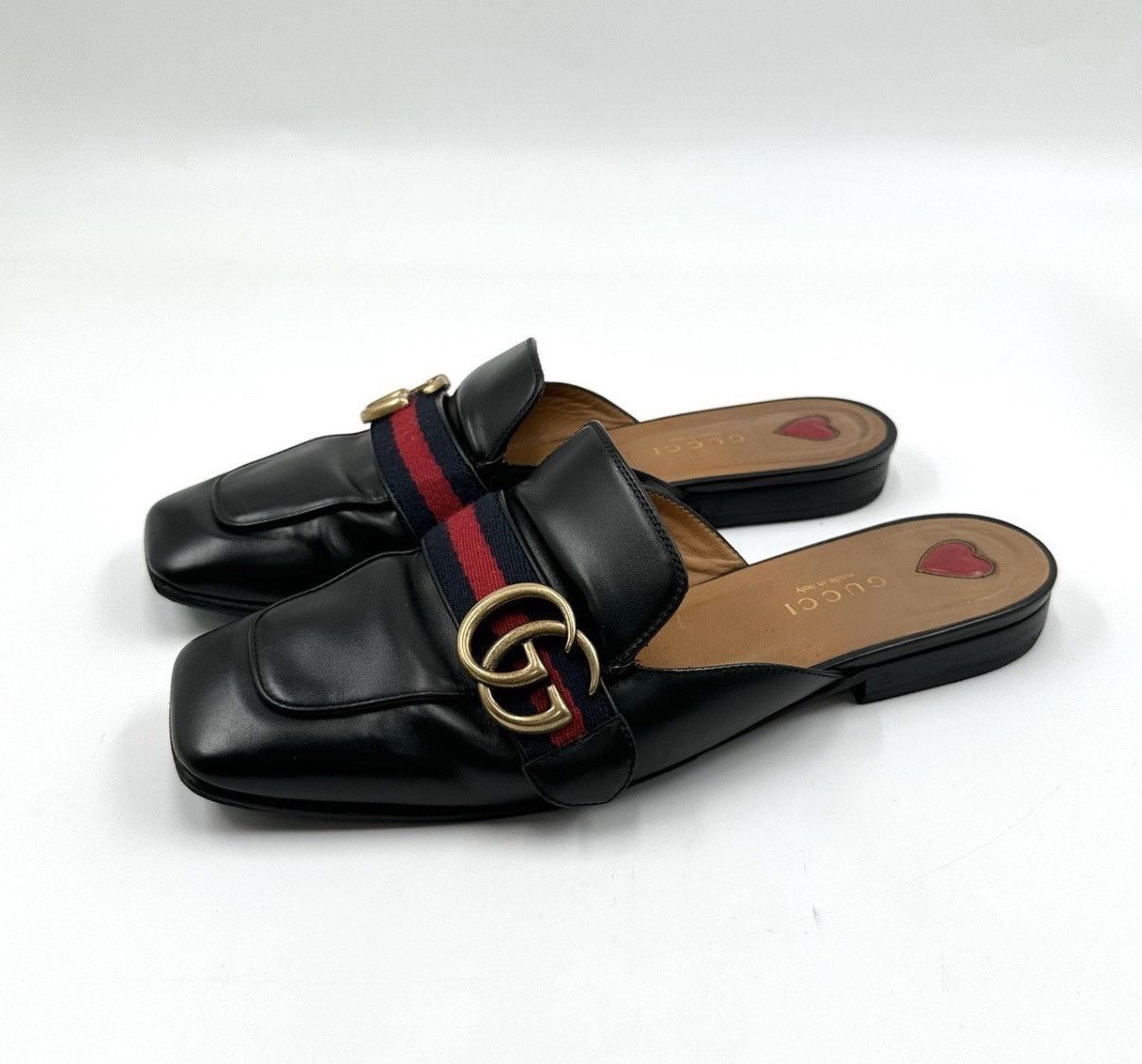 Gucci Gucci/Double G Logo Black Flat Mule Slippers K12 Size US 6.5 / IT 36.5 - 1 Thumbnail