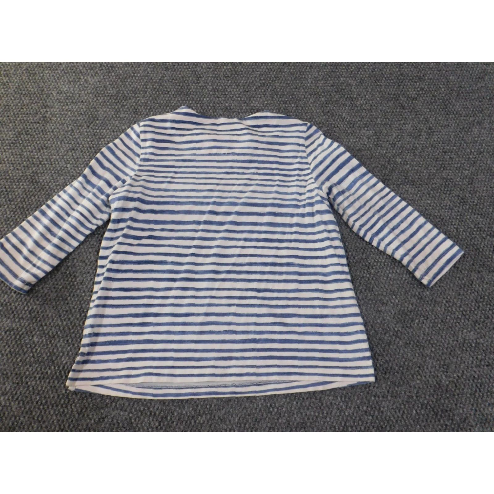 Vintage Alfred Dunner Blouse Shirt Petite PS Women Blue Stripe Knit Cotton Spandex V-Neck Long Sleeve Stretch Casual Size S / US 4 / IT 40 - 7 Thumbnail