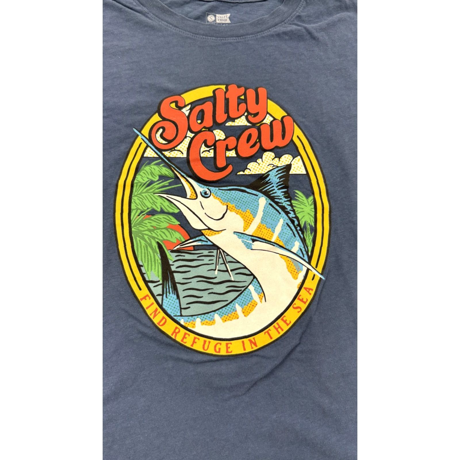 Vintage VINTAGE? No, but not vintage. Salty Crew Shirt Mens Large Blue Find Refuge In The Sea Marlin Fish Graphic Tee Size US L / EU 52-54 / 3 - 2 Thumbnail