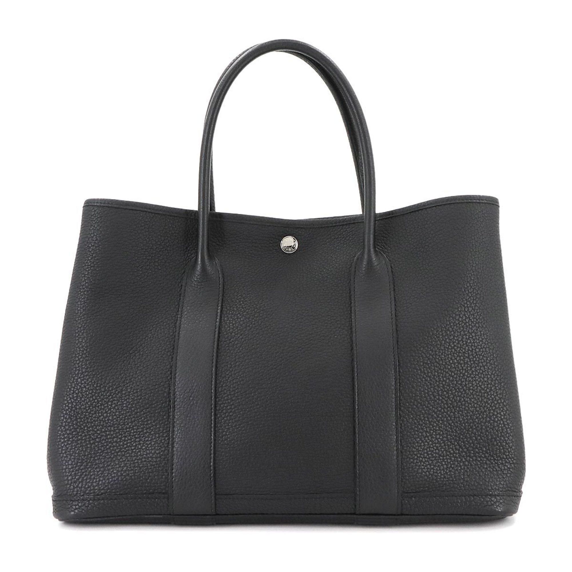 Hermes Garden 36 Pm Tote Bag Negonda Black Y Stamp Silver Metal Fittings Party, Women's