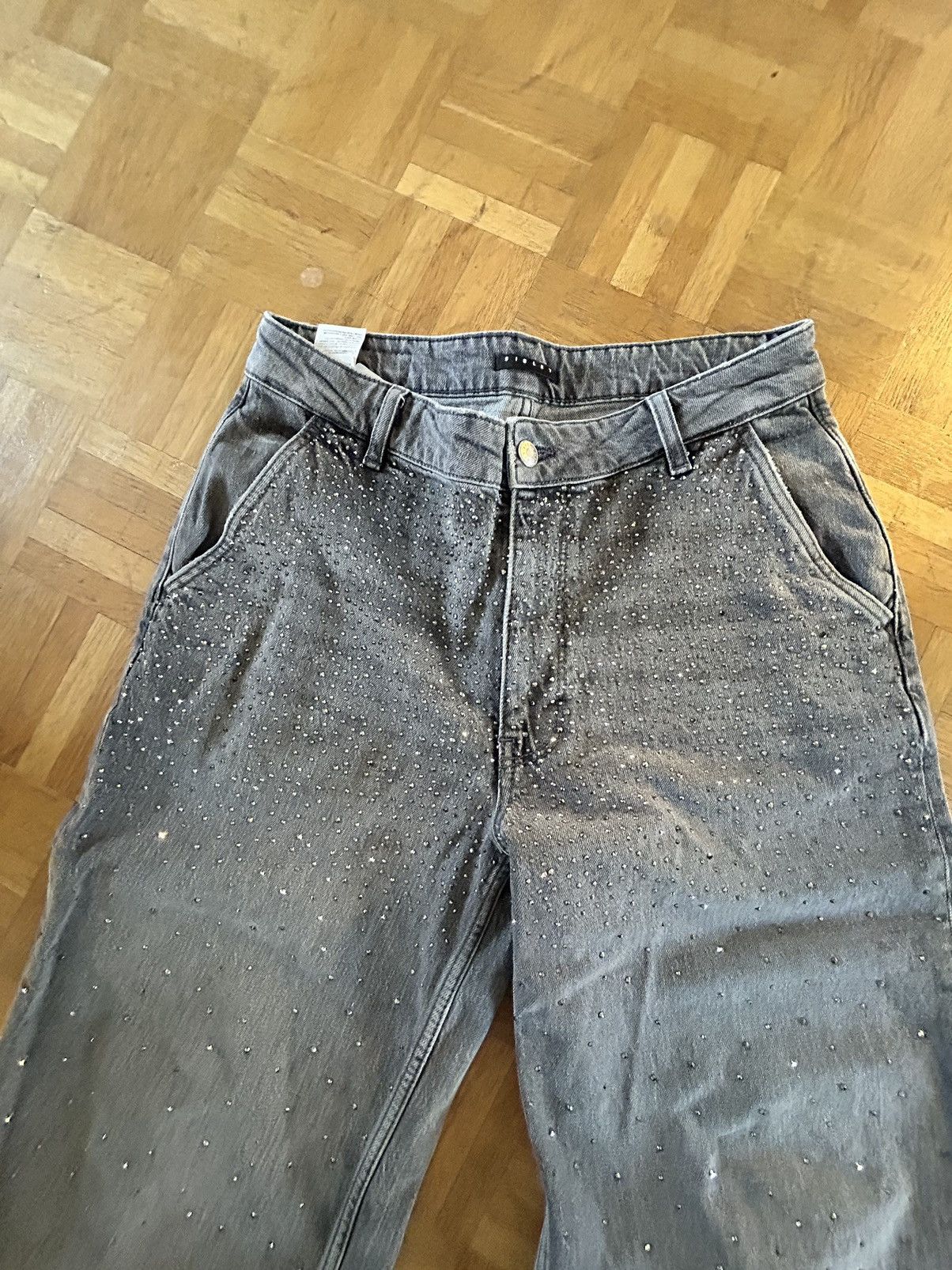 Sisley Sisley Gray Rhinestone Baggy Jeans Size US 32 / EU 48 - 9 Thumbnail