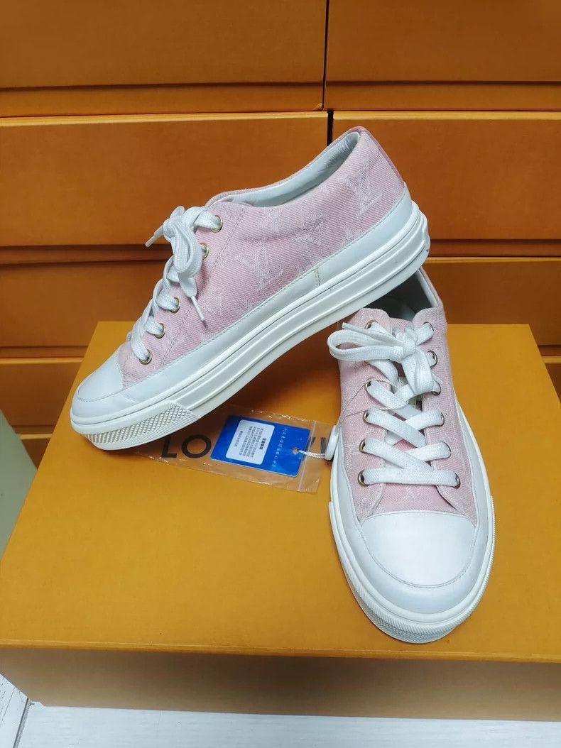 Louis Vuitton Louis Vuitton LV Pink Denim Print LaceUp Sneakers-2506 Size US 6 / IT 36 - 3 Thumbnail