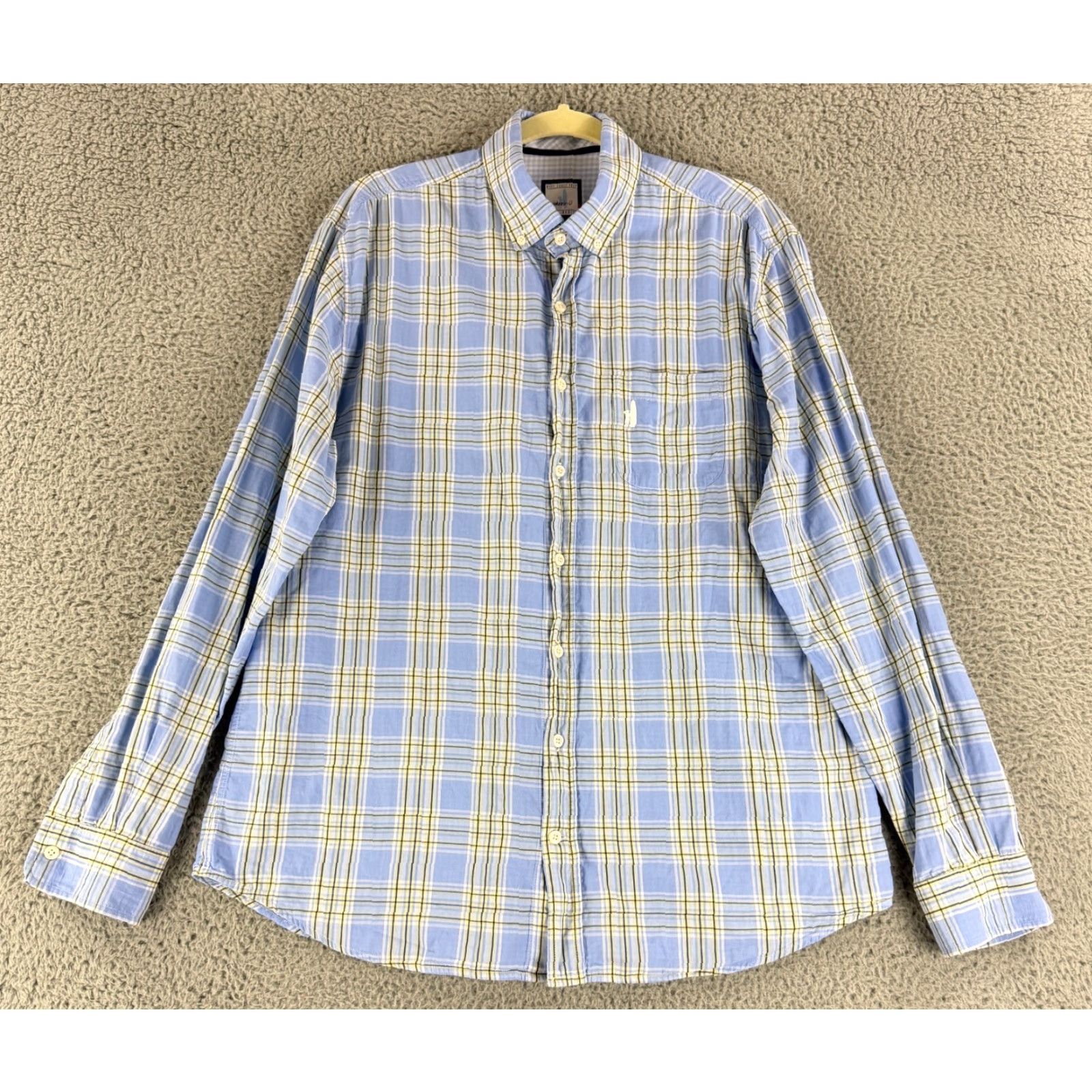 johnnie-O Johnnie-O Button-Down Shirt Mens XL Blue Plaid Long Sleeve 100% Cotton Long Sleeve Button-Up Collared Shirt) Size US XL / EU 56 / 4 - 2 Thumbnail