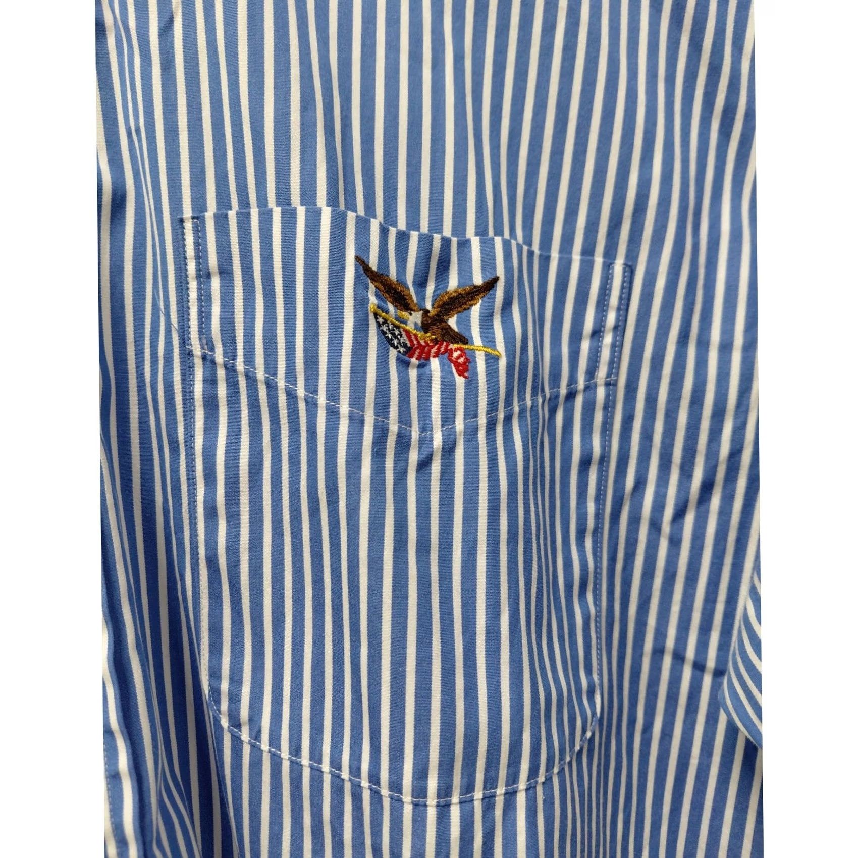 Vintage American Living Blue Striped Button-Up Shirt Long Sleeve Knit Men Size L Size US L / EU 52-54 / 3 - 3 Thumbnail