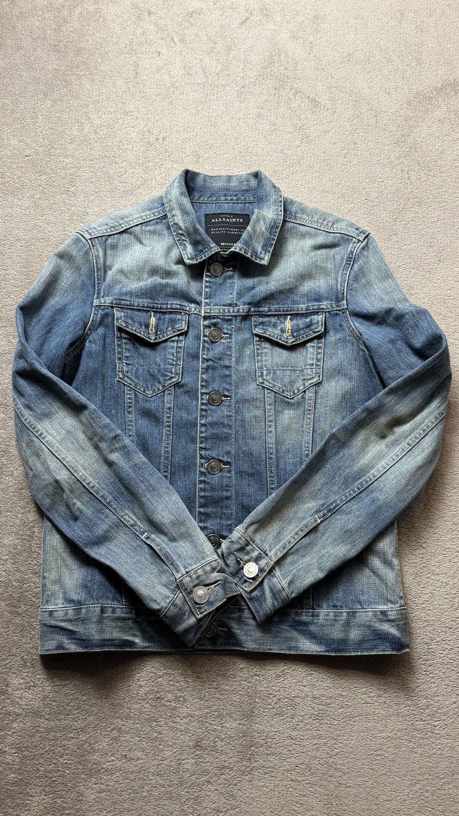 Japanese Brand Allsaints Vintage Washed Jeans Jacket grandpa diesel ysl y2k Size US M / EU 48-50 / 2 - 2 Thumbnail