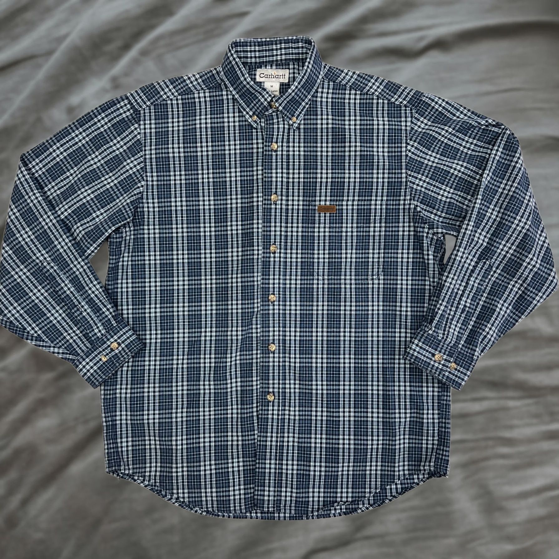 Carhartt Carhartt Shirt Men's Size Medium Blue Plaid Rugged Cotton Long Sleeve S94 Work Size US M / EU 48-50 / 2 - 1 Thumbnail