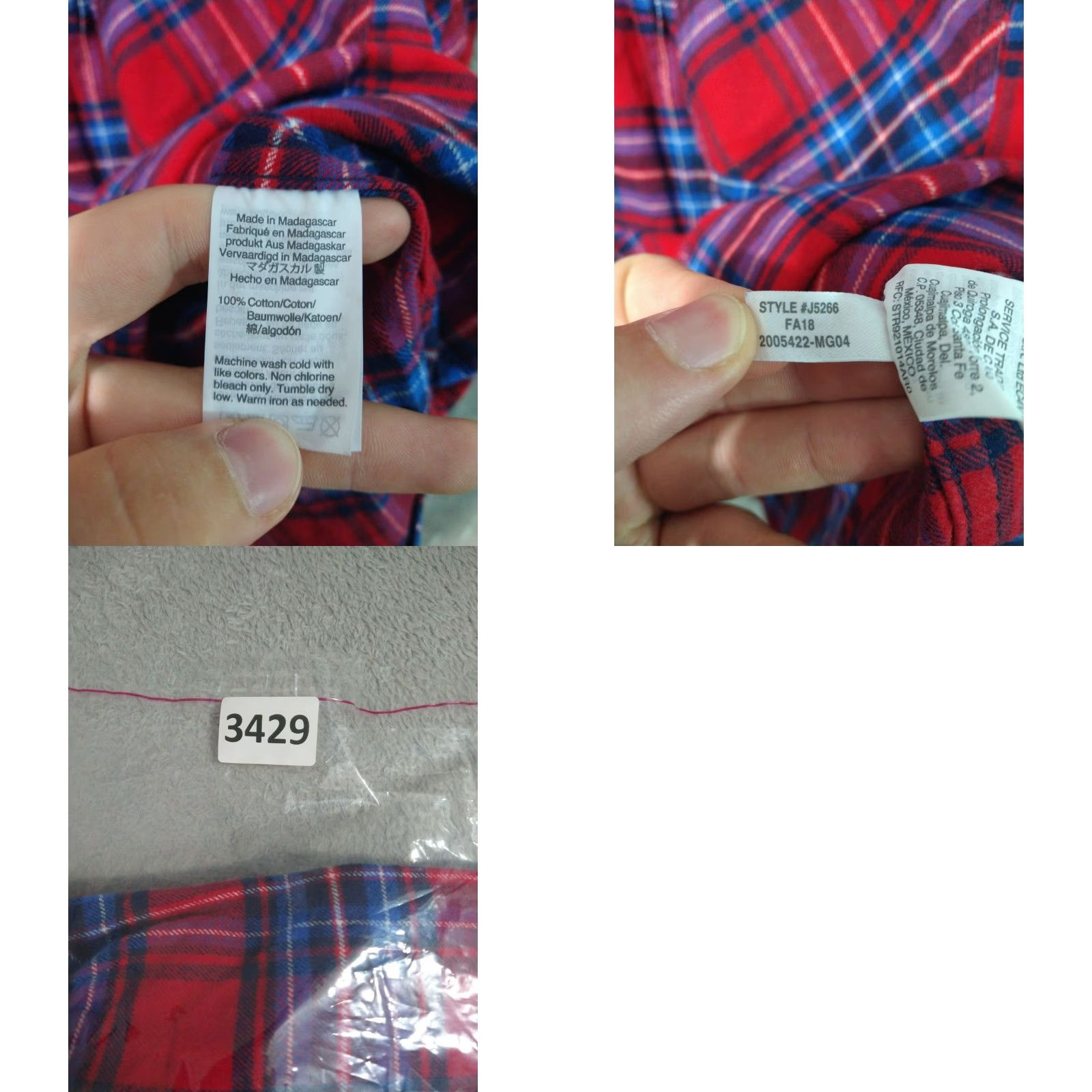 J.Crew J.CREW Mens Large Red Plaid Flannel 1/2 Zip Pullover Shirt Cotton Casual Size US L / EU 52-54 / 3 - 8 Thumbnail