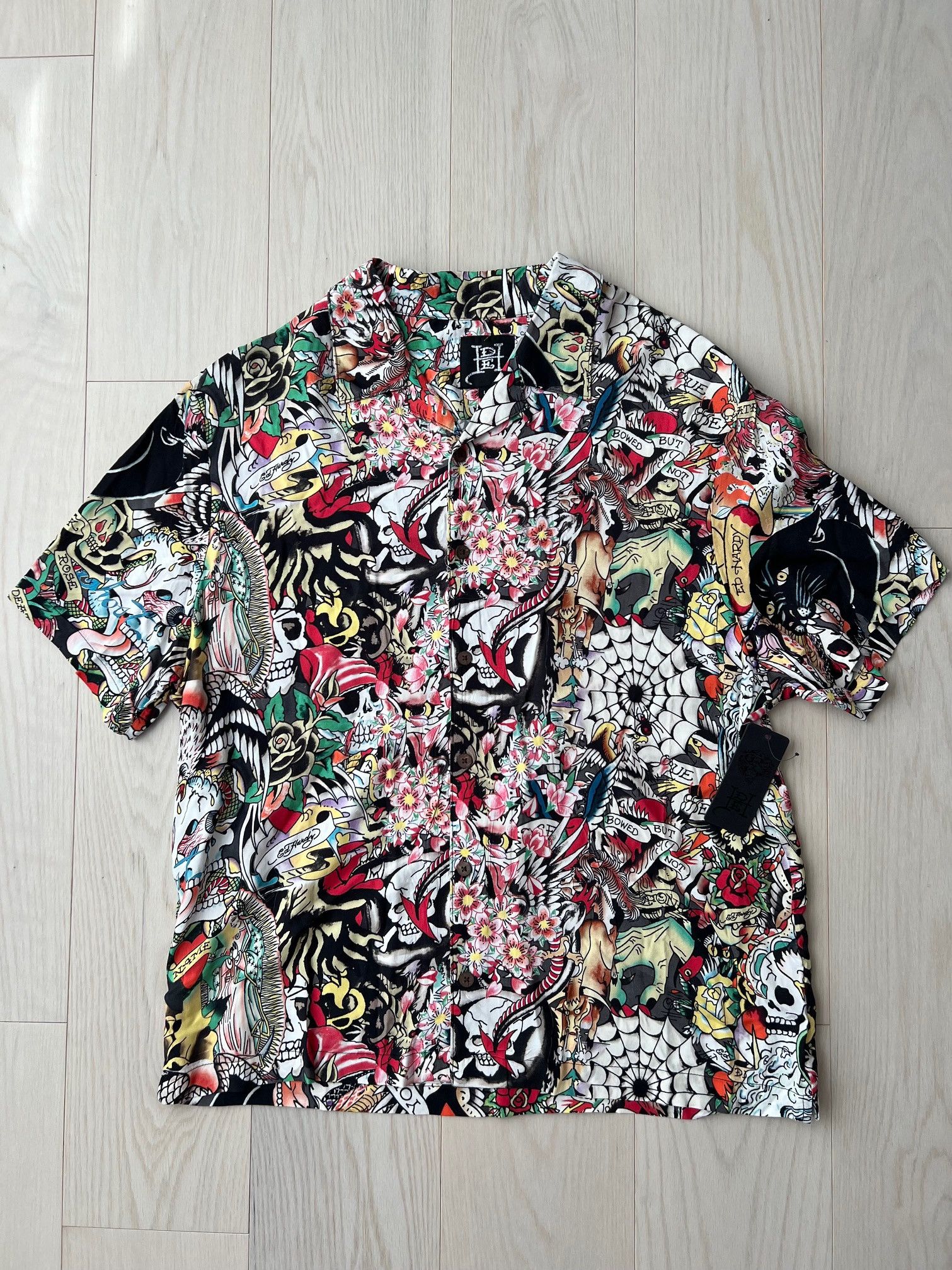 Ed Hardy Ed Hardy Tattoo Collage Camp Shirt ( L ) Size US L / EU 52-54 / 3 - 1 Thumbnail