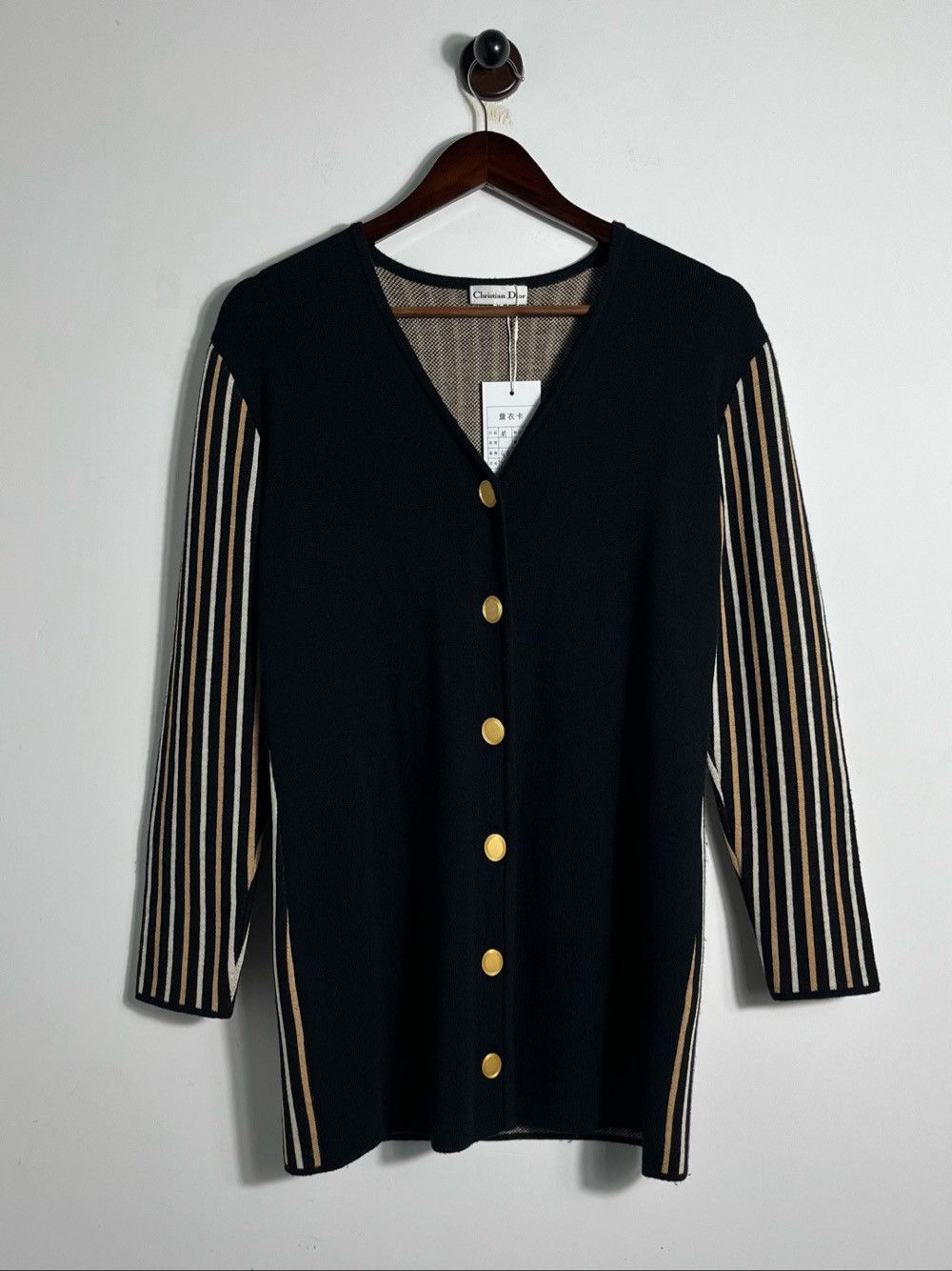 Dior Christian Dior Striped V-Neck Cardigan Size M Size US M / EU 48-50 / 2 - 1 Thumbnail