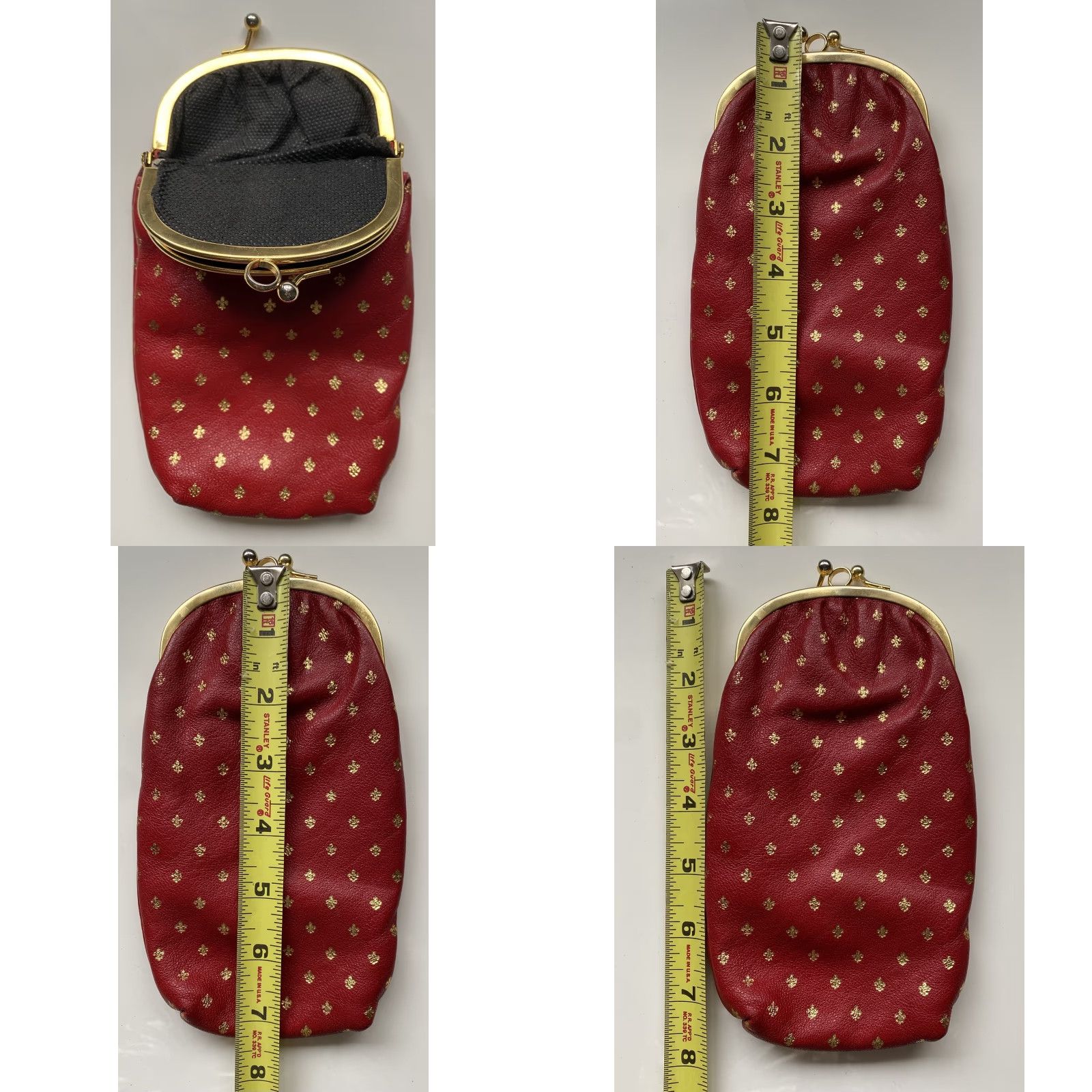 Vintage Vintage Red Leather Fleur De Lis Clutch Bag Italy Leather Clutch Red Unbranded Glasses Cig Case Vintage 90s Womens/Unisex Size ONE SIZE - 8 Thumbnail