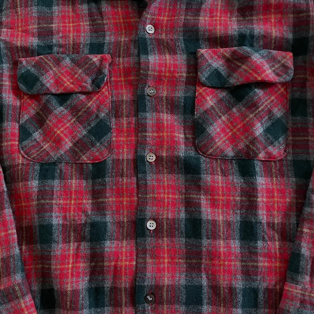 Sugar Cane Vintage Style Eyes Sugar Cane Open Collar Wool Plaid Shirt Size US M / EU 48-50 / 2 - 6 Thumbnail