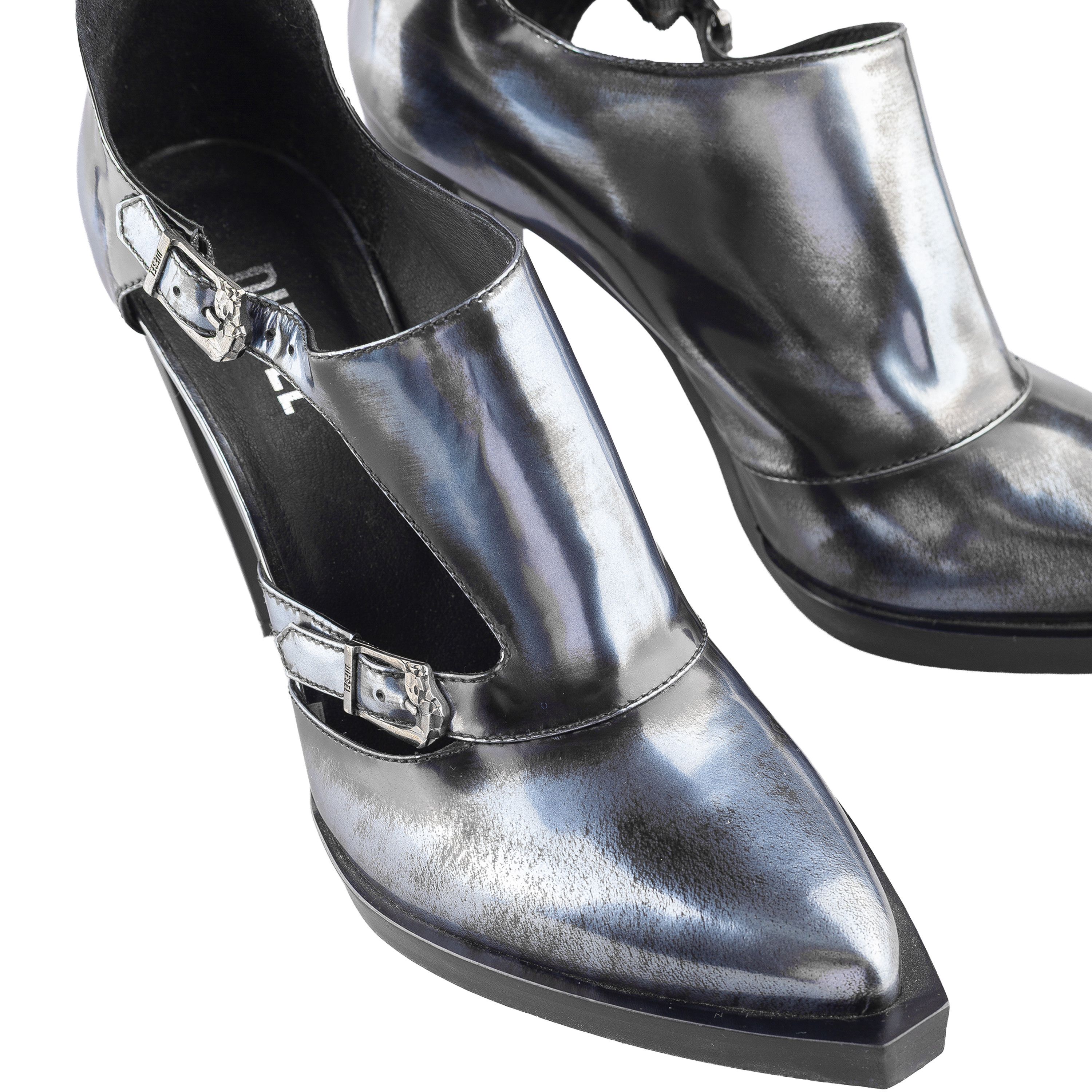 Diesel Diesel Metallic Gray/Blue Leather Ankle Boots Size US 8 / IT 38 - 3 Thumbnail