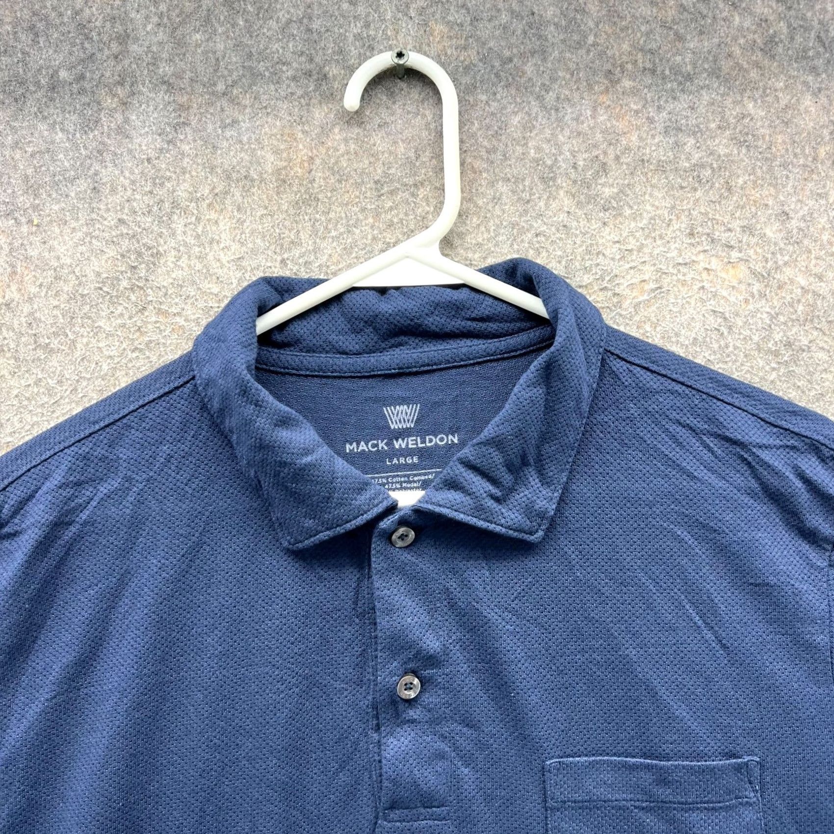 Vintage Mack Weldon Polo Shirt Mens Large Blue Navy Preppy Knit Stretch Cotton Pocket Shirt Size US L / EU 52-54 / 3 - 3 Thumbnail