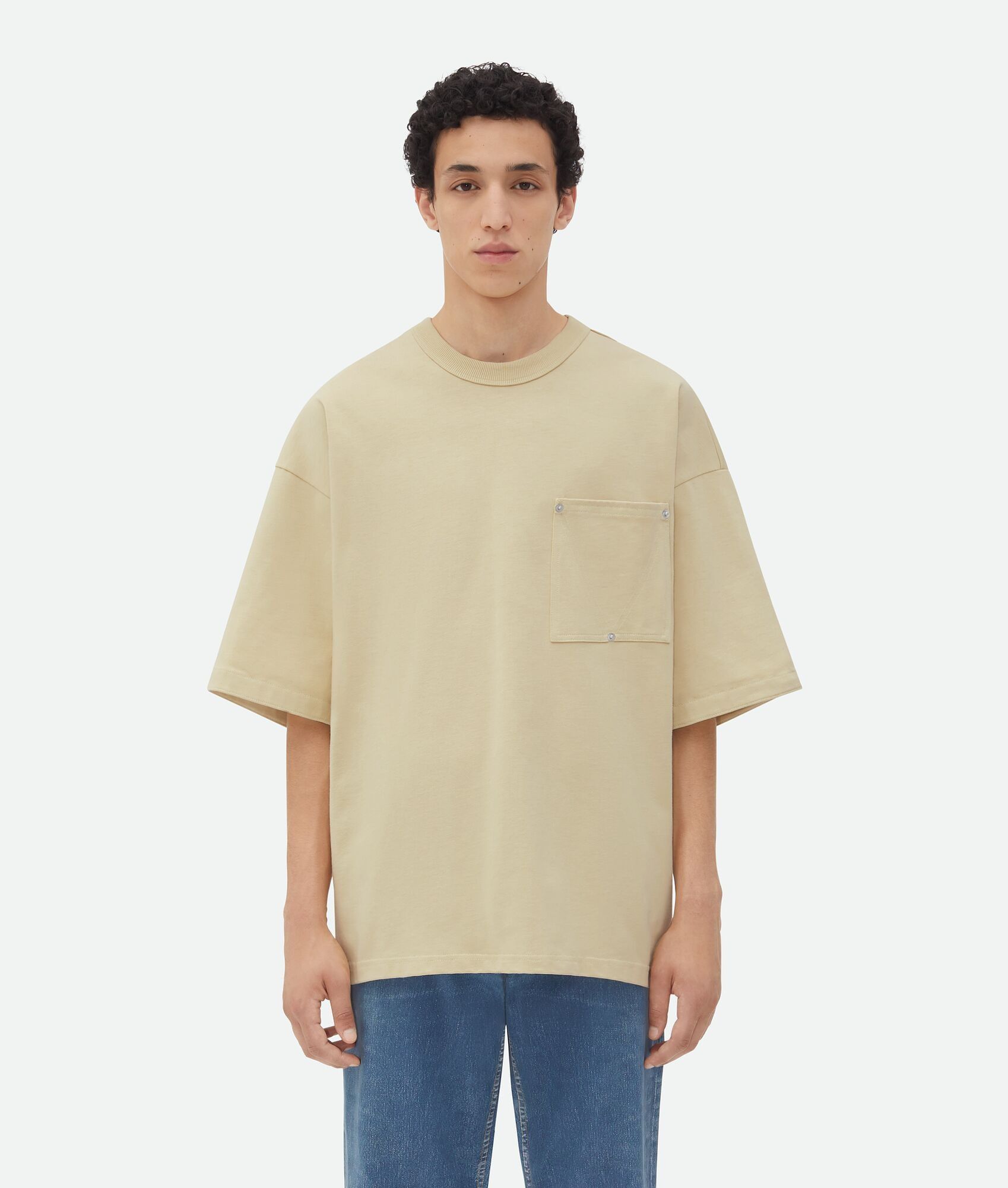 Bottega Veneta o1n1vont0625 Cotton Jersey T-Shirt in Beige Size US L / EU 52-54 / 3 - 1 Thumbnail