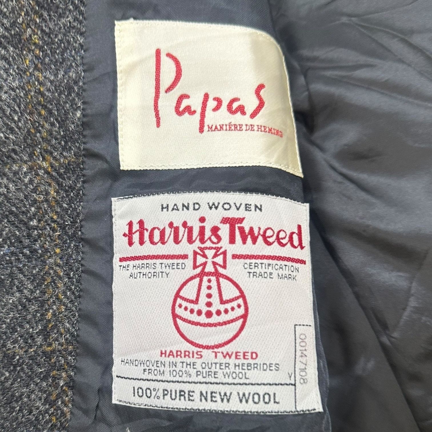 Harris Tweed Papas Harris Tweed Sport Coat Blazer 42R Charcoal Gray Size 42R - 5 Thumbnail