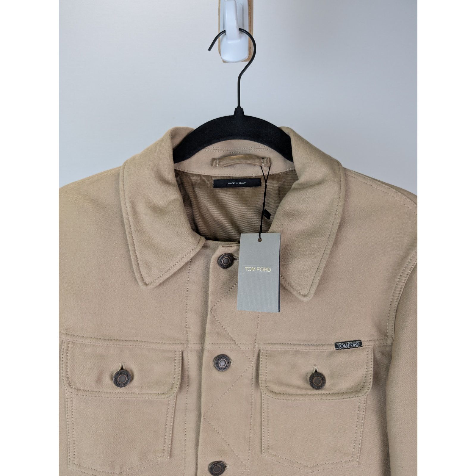 Tom Ford o1rshd1 Stretch Cotton Trucker Jacket in Beige Size US M / EU 48-50 / 2 - 7 Thumbnail