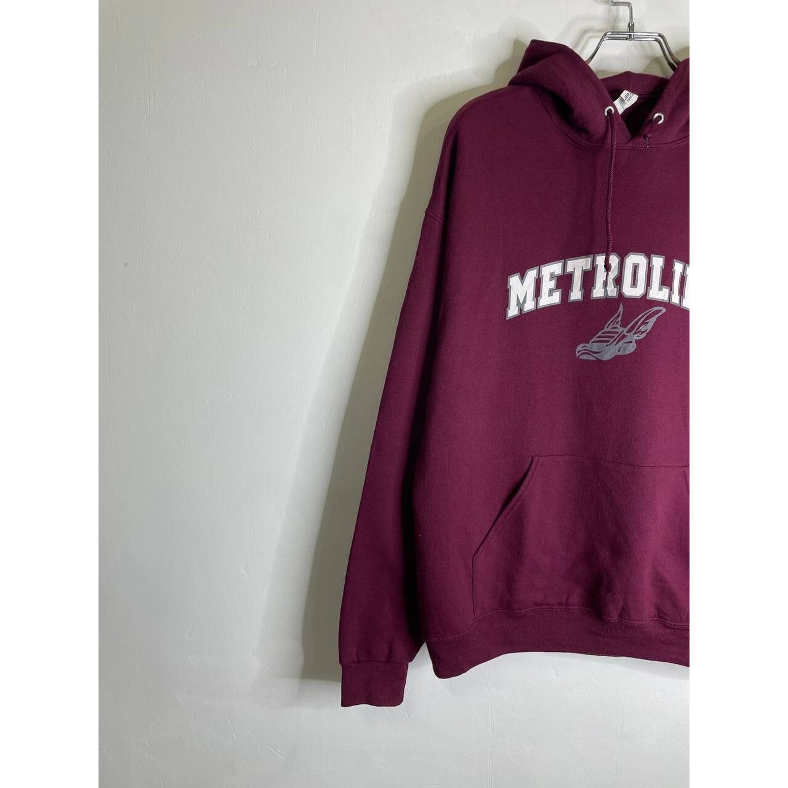 Jerzees Vintage Metrolina Maroon Hoodie L USA College Style Pullover Size US L / EU 52-54 / 3 - 4 Thumbnail