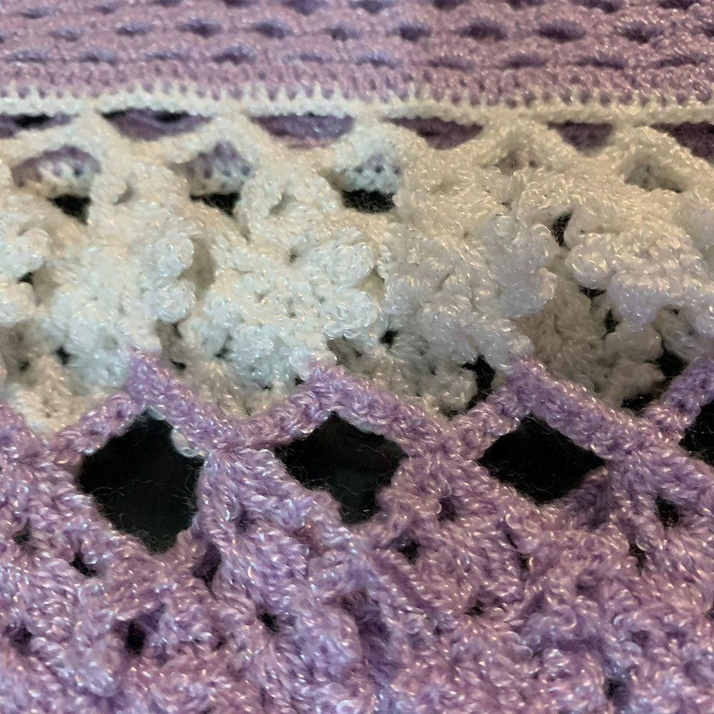 Designer New White And Purple Crocheted Blouse S Size S / US 4 / IT 40 - 3 Thumbnail