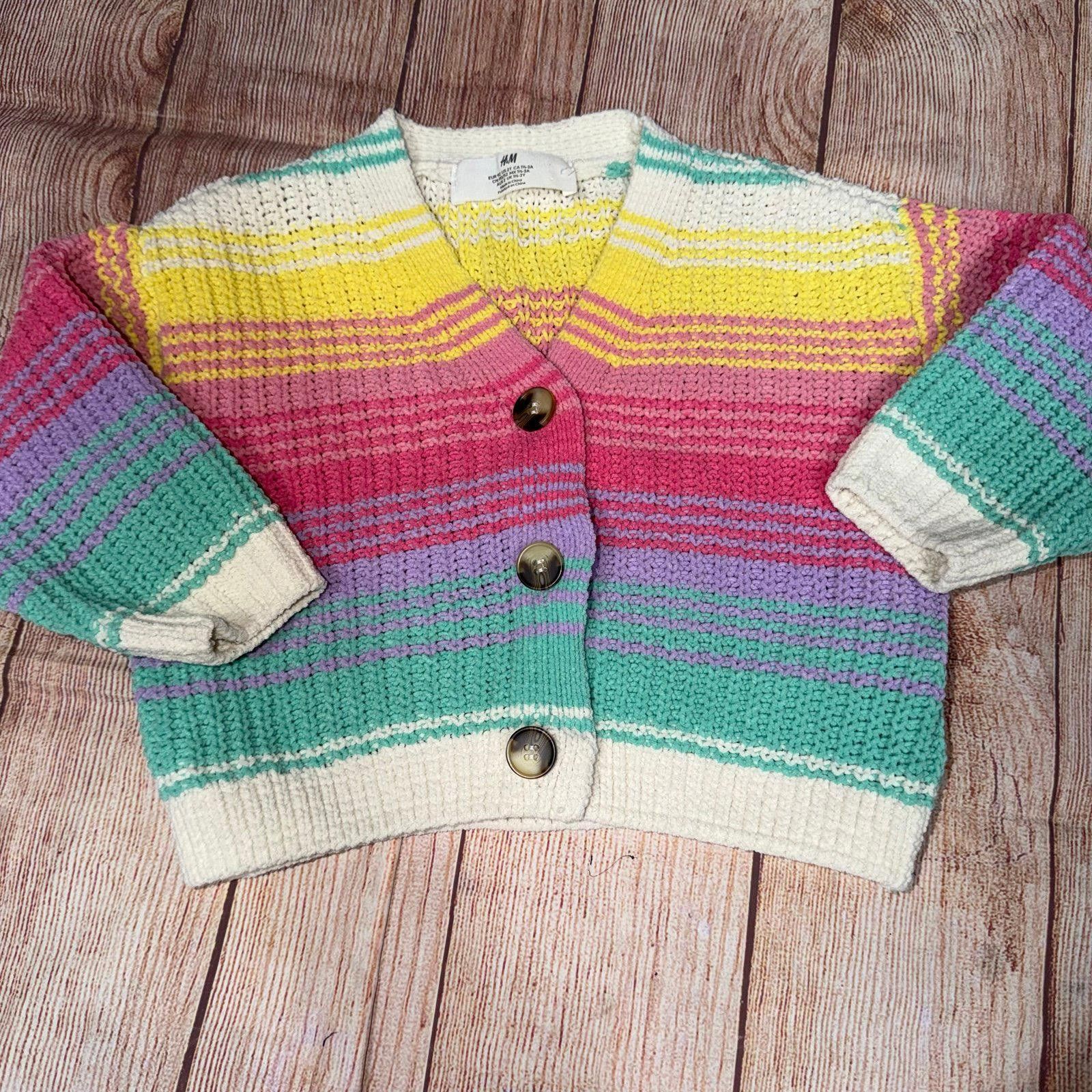 Other H&M Girls 2T Rainbow Striped Cardigan and Gap Jeans Size 24" / US 00 / IT 34 - 5 Thumbnail