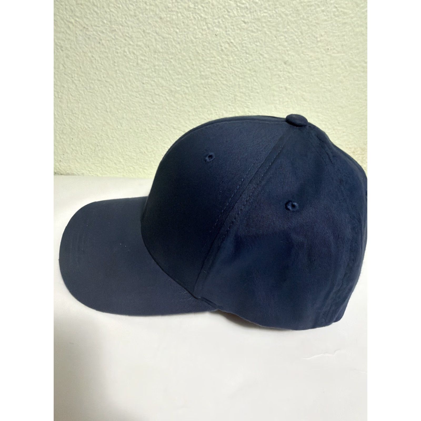 Vintage Blank Navy Blue Flex Hat Size L/XL Baseball Cap Men Flexfit Hat Size ONE SIZE - 5 Thumbnail