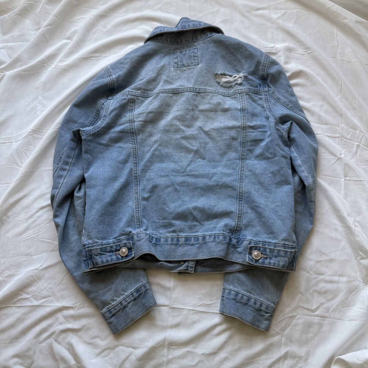 Other Wax Jean Blue Distressed Denim Jacket – Size L – 100% Cotton Size L / US 10 / IT 46 - 8 Thumbnail